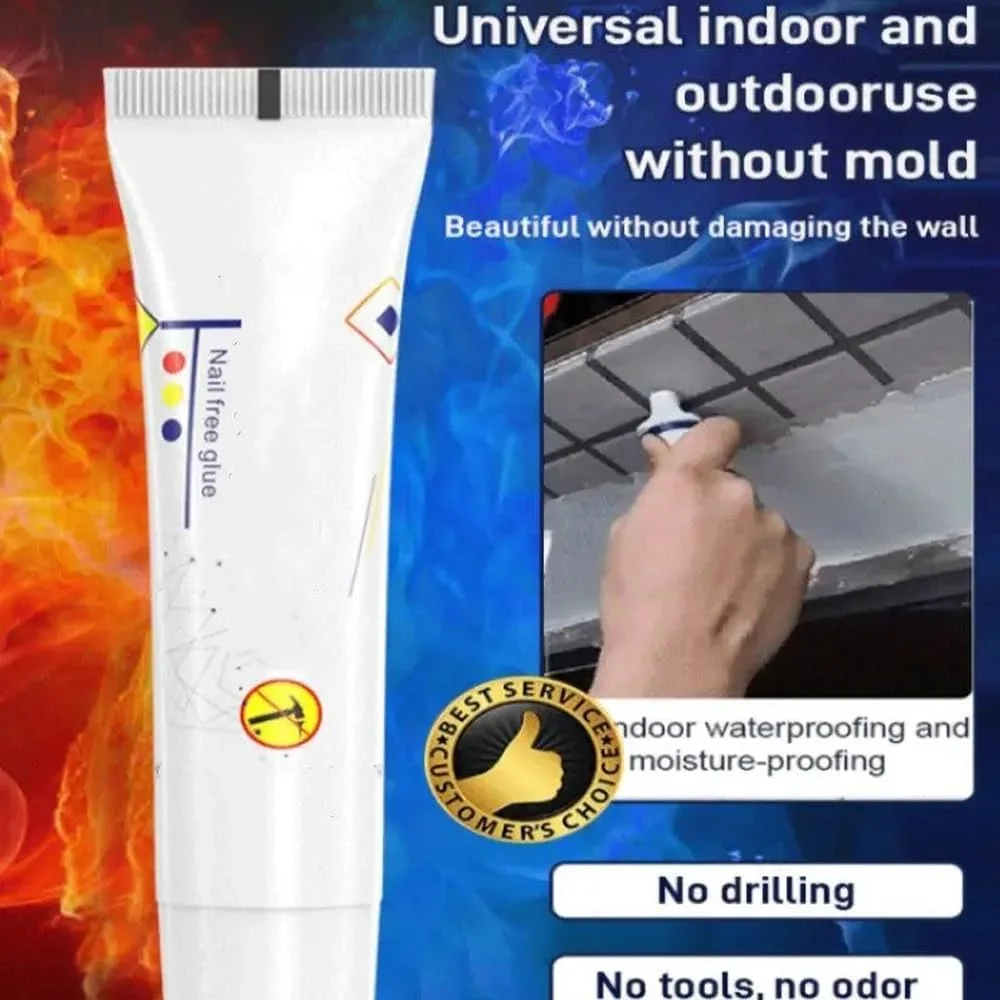 چسب فوق العاده قوی، فرمول خشک شدن سریع 120 میلی لیتری، اتصال ضد آب برای کاشی، شیشه، قفسه، آشپزخانه و حمام، بدون نیاز به میخ، 2 عدد