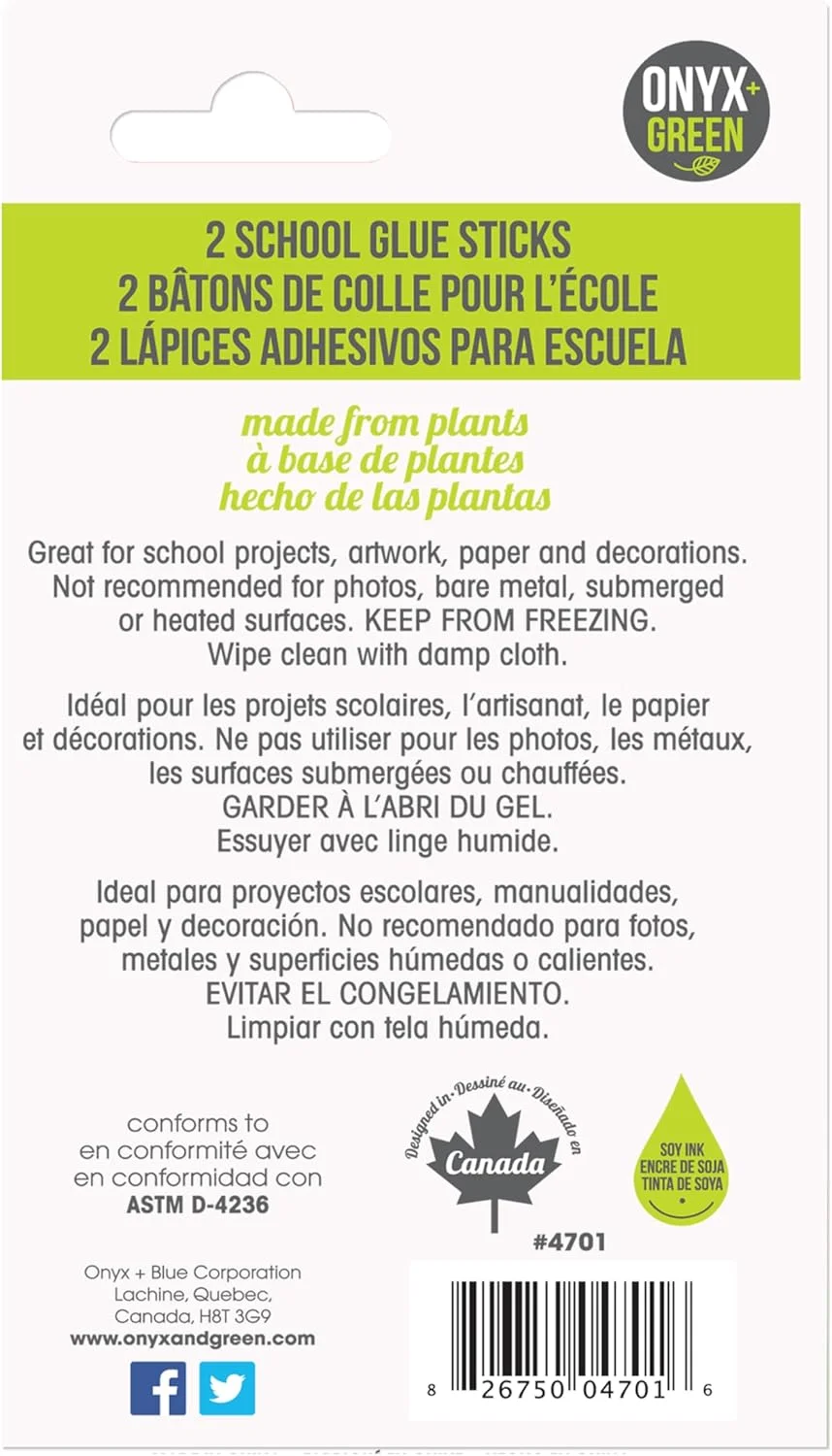 چسب ماتیکی اونیکس اند گرین، ساخته شده از چسب گیاهی، 22 گرم، سازگار با محیط زیست - بسته 2 عددی (4701)