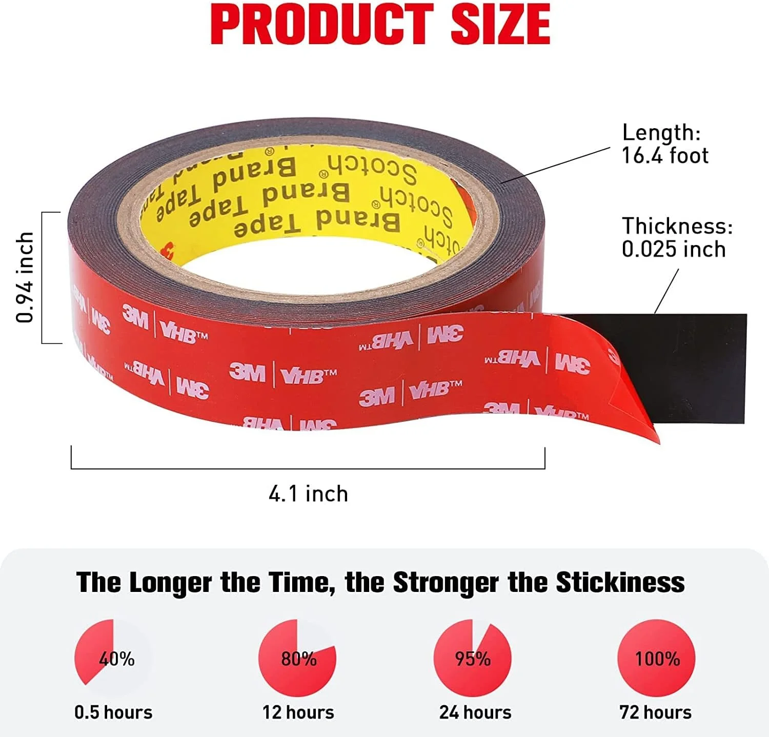 نوار چسب دو طرفه JZS، نوار فوم نصب ضد آب قوی 3M VHB، طول 300 سانتی متر، عرض 2.5 سانتی متر، نوار چسب قوی برای خودرو، دیوار، نوار LED، خانه، دکوراسیون اداری، 1 عدد، 2.5 سانتی متر در 3 متر
