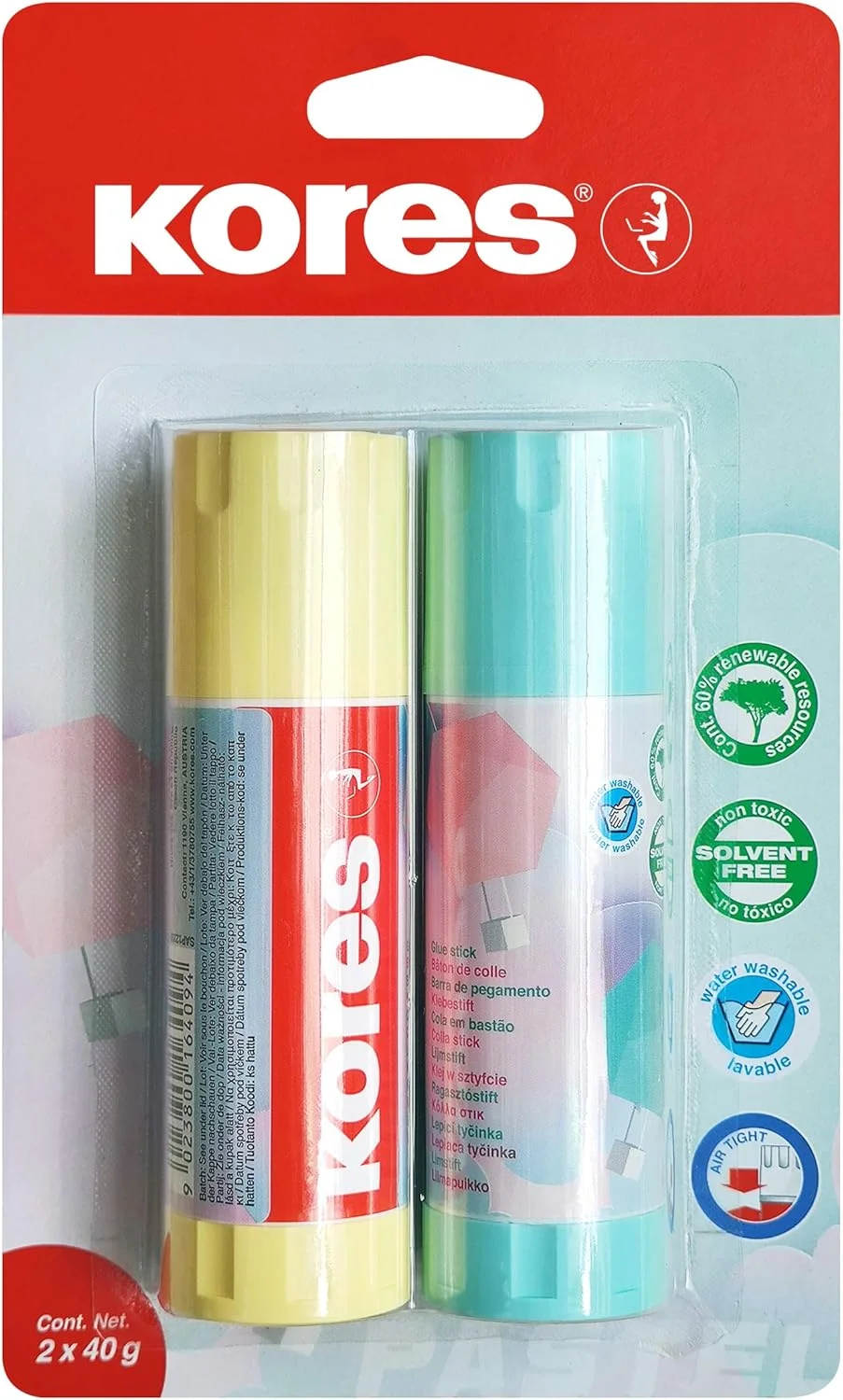 چسب ماتیکی پاستلی کرس، چسبندگی قوی، چسب کاردستی ایمن و غیر سمی برای هنرها و صنایع دستی، سفید، بسته 2 عددی 40 گرمی