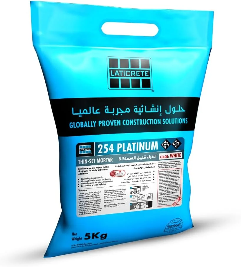چسب کاشی و سنگ لاتی کریت 254 پلاتینیوم، 5 کیلوگرم - سفید