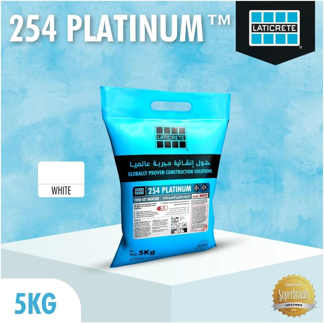 چسب کاشی و سنگ لاتی کریت 254 پلاتینیوم، 5 کیلوگرم - سفید