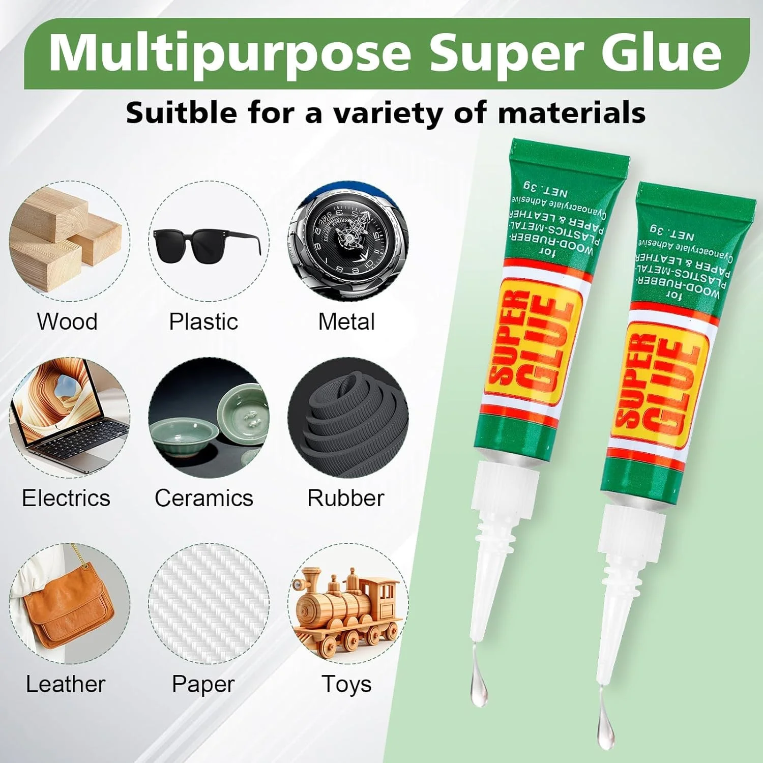 چسب فوق العاده LBOYLOVE - چسب شفاف و قوی یکبار مصرف برای خشک شدن سریع، مناسب برای چوب، لاستیک، چرم، پلاستیک، فلز، جواهرات بدلیجات، صنایع دستی DIY (12*3 گرم) چسب فوق العاده LBOYLOVE - چسب شفاف و قوی یکبار مصرف برای خشک شدن سریع، مناسب برای چوب، لاستیک، چرم، پلاستیک، فلز، جواهرات بدلیجات، صنایع دستی DIY (12*3 گرم)