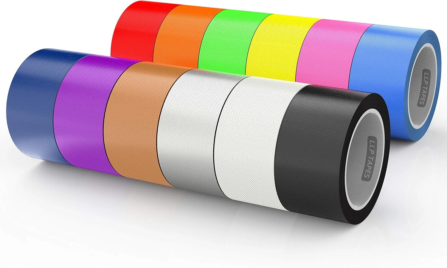 نوار چسب رنگین کمانی ال‌ال‌پی‌تی، بسته ۱۲ عددی ممتاز، ۲ اینچ در ۳۰ فوت، رنگ‌های متنوع، مناسب برای خانه، اداره، مدرسه، کاردستی (DT612)