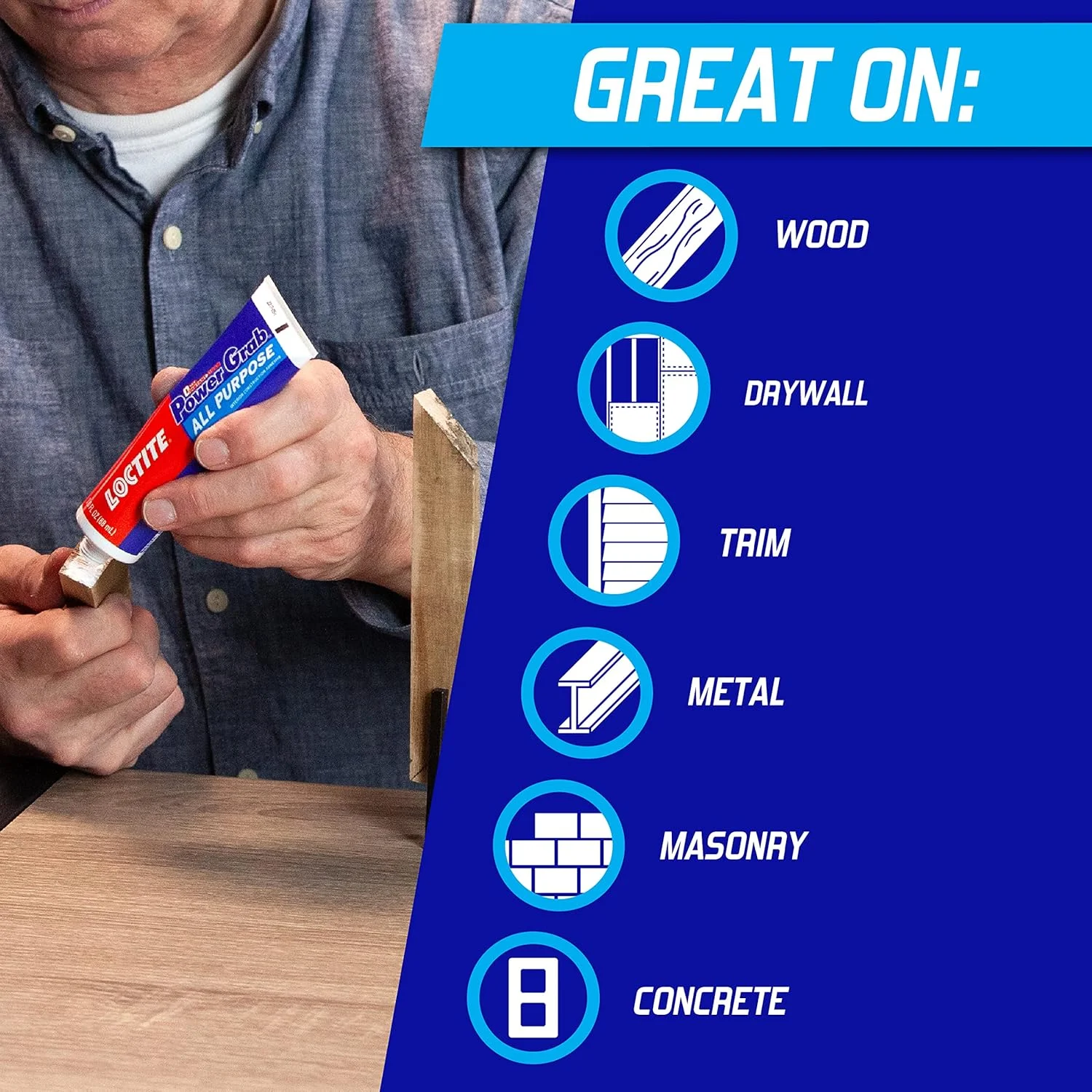 چسب ساختمانی چند منظوره Loctite Power Grab Express، چسب ساختمانی همه کاره برای سیمان، کاشی، دیوار و موارد دیگر - تیوب فشاری 3 fl oz، بسته 1 عددی چسب ساختمانی چند منظوره Loctite Power Grab Express، چسب ساختمانی همه کاره برای سیمان، کاشی، دیوار و موارد دیگر - تیوب فشاری 3 fl oz، بسته 1 عددی