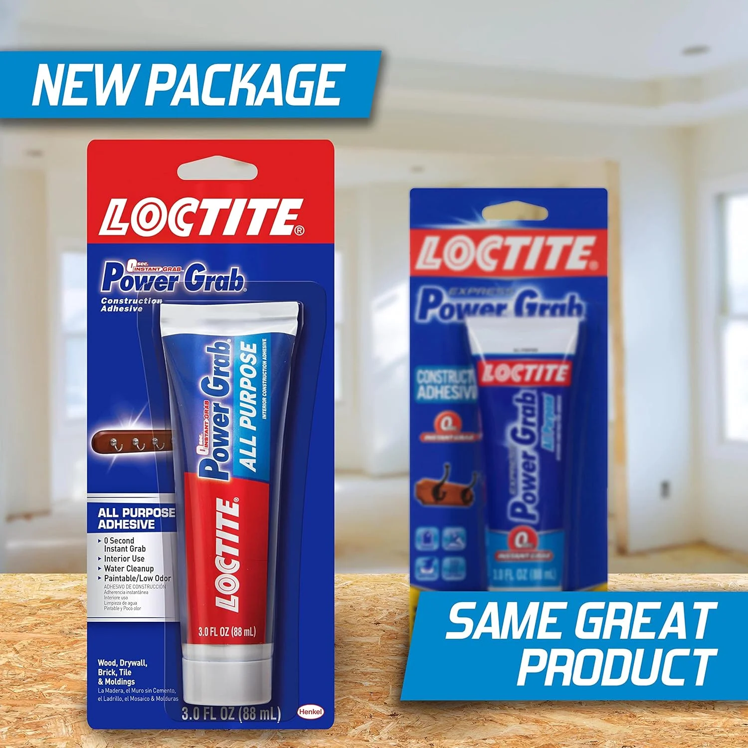چسب ساختمانی چند منظوره Loctite Power Grab Express، چسب ساختمانی همه کاره برای سیمان، کاشی، دیوار و موارد دیگر - تیوب فشاری 3 fl oz، بسته 1 عددی چسب ساختمانی چند منظوره Loctite Power Grab Express، چسب ساختمانی همه کاره برای سیمان، کاشی، دیوار و موارد دیگر - تیوب فشاری 3 fl oz، بسته 1 عددی