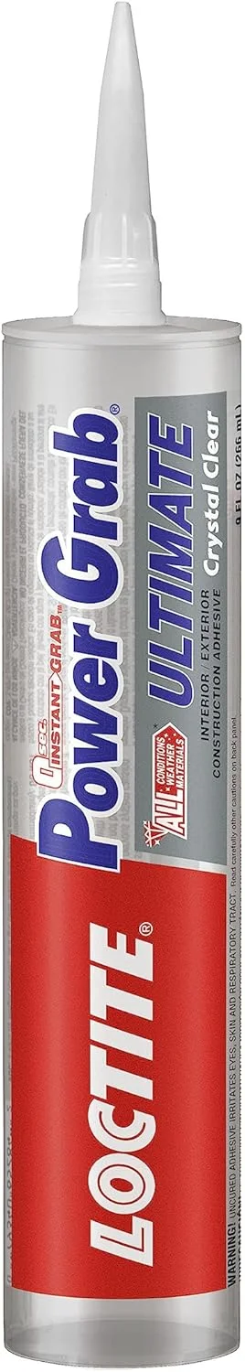 چسب ساختمانی شفاف Loctite Power Grab Ultimate - چسب ساختمانی چند منظوره برای شیشه، چوب، فلز و موارد دیگر - کارتریج 266 میلی لیتری، 1 بسته چسب ساختمانی شفاف Loctite Power Grab Ultimate - چسب ساختمانی چند منظوره برای شیشه، چوب، فلز و موارد دیگر - کارتریج 266 میلی لیتری، 1 بسته