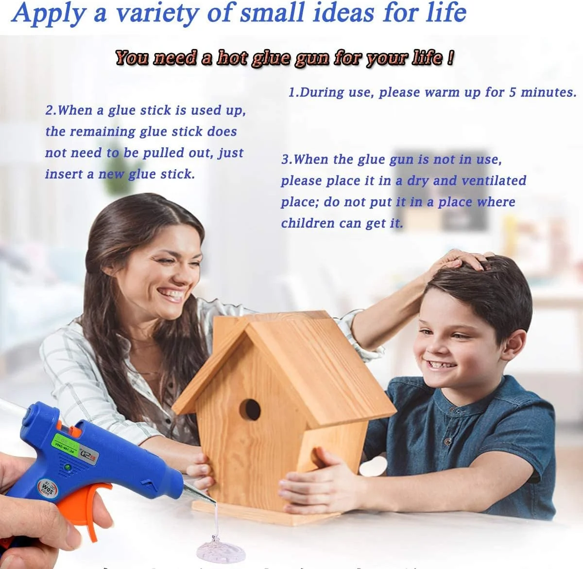 تفنگ چسب حرارتی Lulonpon، 20 وات، با 50 عدد چسب حرارتی 7.87 اینچی. تفنگ چسب حرارتی ذوب داغ، کیت تفنگ چسب با پوشش ضد حرارت قابل جابجایی با ماشه انعطاف پذیر، برای پروژه های کوچک صنایع دستی DIY، آب بندی و تعمیرات سریع روزانه