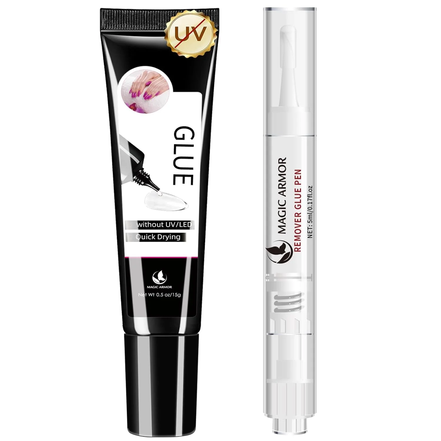 چسب ژل ناخن نیمه جامد 15 گرمی MAGIC ARMOR به همراه قلم پاک کننده 5 میلی لیتری، چسب فوق العاده برای ناخن های مصنوعی، بدون نیاز به نور UV، ماندگاری طولانی، طراحی قلم حذف 3 در 1 چسب ژل ناخن نیمه جامد 15 گرمی MAGIC ARMOR به همراه قلم پاک کننده 5 میلی لیتری، چسب فوق العاده برای ناخن های مصنوعی، بدون نیاز به نور UV، ماندگاری طولانی، طراحی قلم حذف 3 در 1