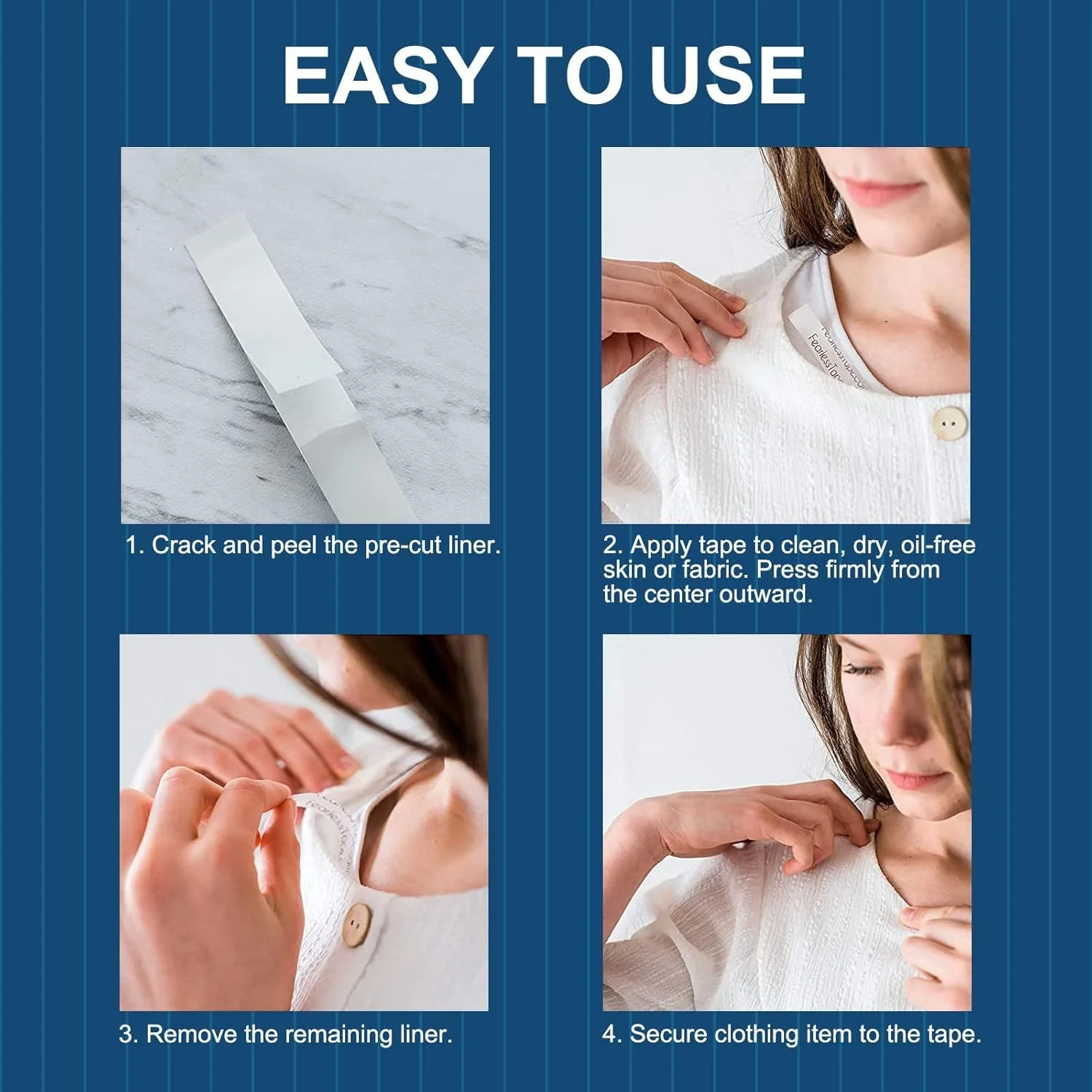 چسب دو طرفه MAKINGTEC برای لباس و بدن، چسبندگی قوی روی پوست و پارچه، نوار شفاف برای انواع رنگ پوست و پارچه (80 عدد) چسب دو طرفه MAKINGTEC برای لباس و بدن، چسبندگی قوی روی پوست و پارچه، نوار شفاف برای انواع رنگ پوست و پارچه (80 عدد)