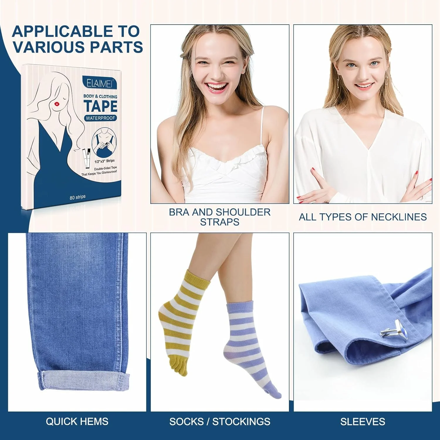 چسب دو طرفه MAKINGTEC برای لباس و بدن، چسبندگی قوی روی پوست و پارچه، نوار شفاف برای انواع رنگ پوست و پارچه (80 عدد) چسب دو طرفه MAKINGTEC برای لباس و بدن، چسبندگی قوی روی پوست و پارچه، نوار شفاف برای انواع رنگ پوست و پارچه (80 عدد)