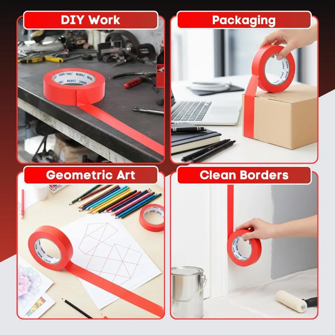 نوار چسب کاغذی مارک کیو، 2.5 سانتی متر در 18 متر - نوار نقاشی قرمز برای نقاشی، صنایع دستی، برچسب زدن، پروژه های خودت انجام بده و بهبود خانه - جدا شدن آسان، چسبندگی قوی، بدون اثر (بسته 9 عددی) نوار چسب کاغذی مارک کیو، 2.5 سانتی متر در 18 متر - نوار نقاشی قرمز برای نقاشی، صنایع دستی، برچسب زدن، پروژه های خودت انجام بده و بهبود خانه - جدا شدن آسان، چسبندگی قوی، بدون اثر (بسته 9 عددی)
