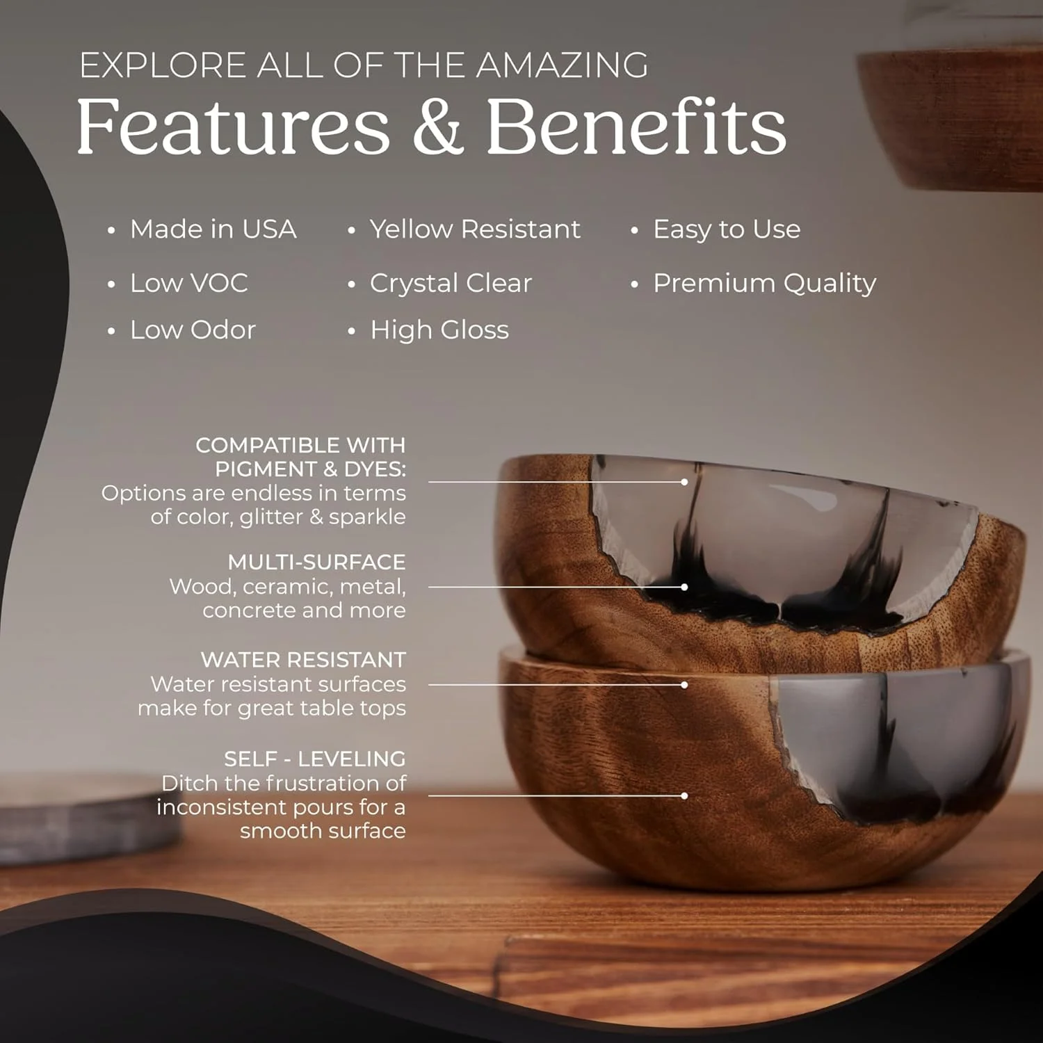 پوشش رزین اپوکسی شفاف برای میز و سطوح چوبی - کیت ۲ کوارتی پوشش رزین اپوکسی شفاف برای میز و سطوح چوبی - کیت ۲ کوارتی