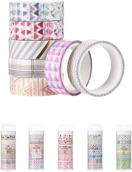 نوار چسب واشی تزئینی مینیسو، 7 رول - 20X20X5 سانتی متر، چند رنگ