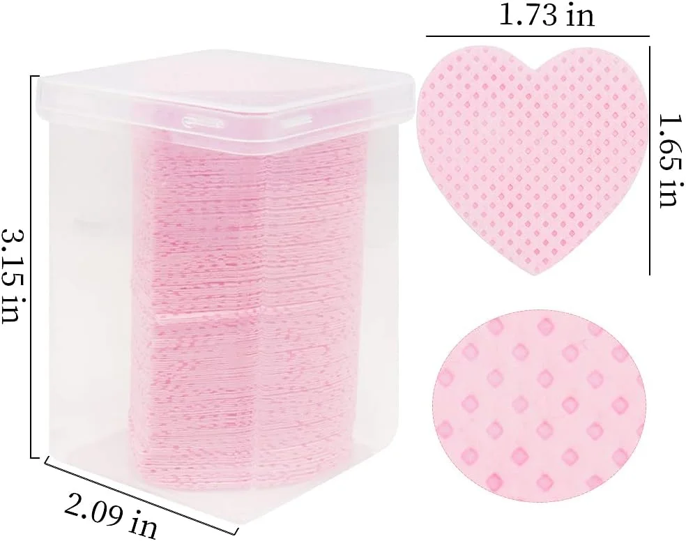 پدهای پاک کننده چسب مژه طرح قلب Mekupeu، 400 عددی، پارچه نرم و غیر بافته فوق العاده جاذب، پدهای پاک کننده لاک ناخن برای لوازم اکستنشن مژه و بطری لاک ناخن (صورتی و سفید)