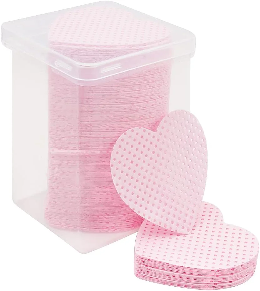 پدهای پاک کننده چسب مژه طرح قلب Mekupeu، 400 عددی، پارچه نرم و غیر بافته فوق العاده جاذب، پدهای پاک کننده لاک ناخن برای لوازم اکستنشن مژه و بطری لاک ناخن (صورتی و سفید)