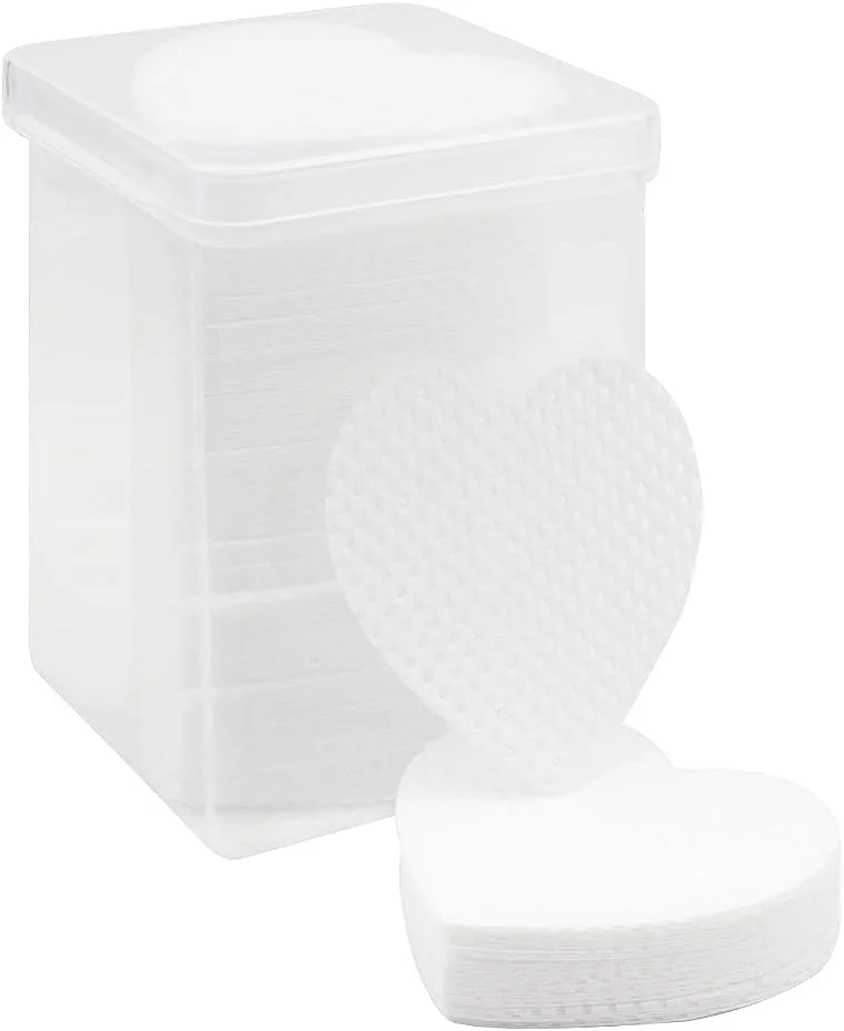 پدهای پاک کننده چسب مژه طرح قلب Mekupeu، 400 عددی، پارچه نرم و غیر بافته فوق العاده جاذب، پدهای پاک کننده لاک ناخن برای لوازم اکستنشن مژه و بطری لاک ناخن (صورتی و سفید)