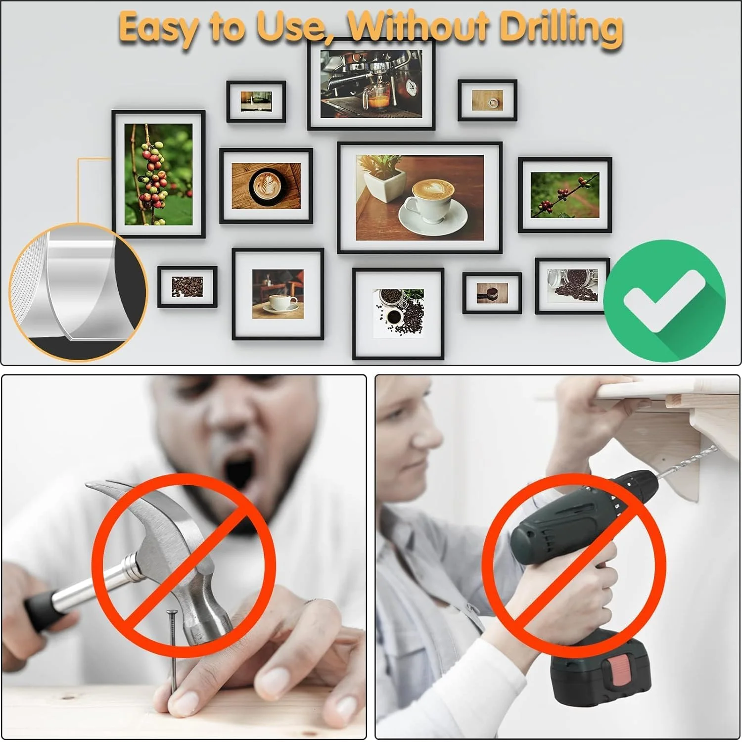 نوار دو طرفه قوی McMola، نوار چسب دو طرفه اکریلیک ضد آب شفاف، نوار چسبنده قابل جابجایی برای دیوار/فرش/چوب (3 متر در 3 سانتی متر در 2 میلی متر)