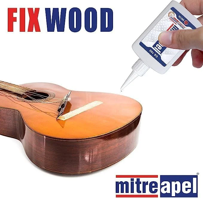 چسب فوری میتر اپل AC 200 - چسب سوپر CA (AC200) به همراه فعال کننده چسب اسپری (CA 100) - برای چوب، پلاستیک، فلز، چرم، سرامیک - چسب سیانواکریلات برای کاردستی و ساختمان (1 بسته)