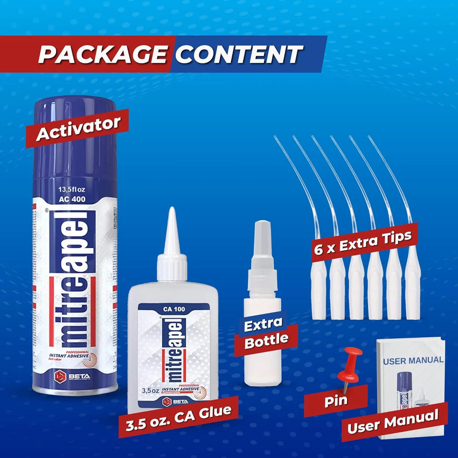 چسب قطره ای سوپر CA میتر اپل (100 گرم) به همراه اسپری فعال کننده چسب (400 میلی لیتر)، چسب قطره ای سیانواکریلات برای پلاستیک، شیشه، سرامیک، کارهای DIY، پرینت سه بعدی به همراه سری های سوزنی - 1 بسته چسب قطره ای سوپر CA میتر اپل (100 گرم) به همراه اسپری فعال کننده چسب (400 میلی لیتر)، چسب قطره ای سیانواکریلات برای پلاستیک، شیشه، سرامیک، کارهای DIY، پرینت سه بعدی به همراه سری های سوزنی - 1 بسته