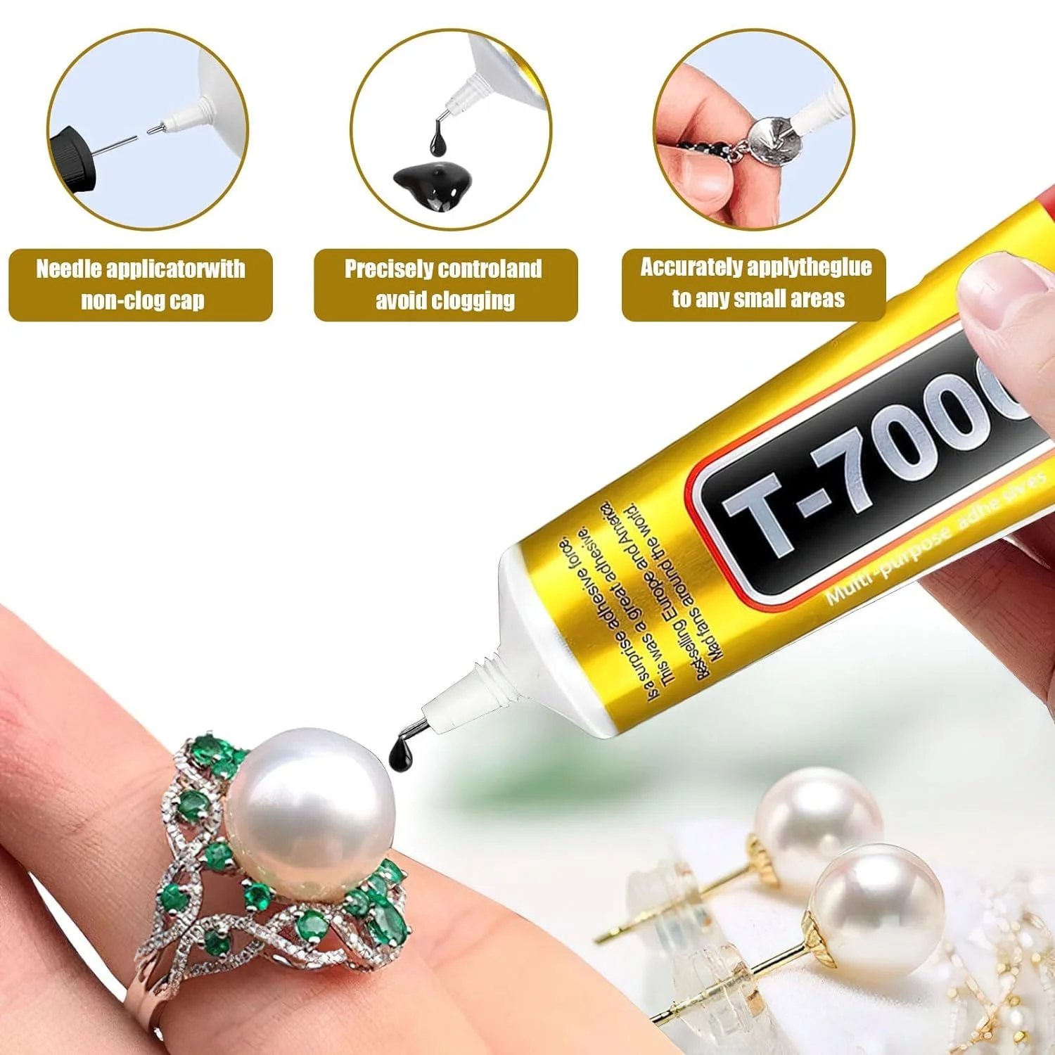 چسب مشکی Miqzwers T7000 برای تعمیرات موبایل، بسته 5 عددی چسب فوق العاده چند منظوره، چسب صنعتی برای تعمیر صفحه نمایش تلفن همراه، شیشه، چوب، صنایع دستی، فلز (15 میلی لیتر)