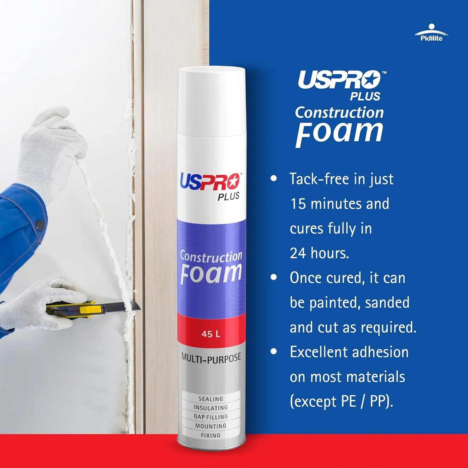 فوم پلی یورتان چند منظوره ساختمانی منبسط شونده USPRO، 750 میلی لیتر | درزگیر تک جزئی برای پنجره ها، درها، لوله ها و ترک ها | چسبندگی به چوب، آجر و پر کردن شکاف ها | فوم سنگین برای سازندگان فوم پلی یورتان چند منظوره ساختمانی منبسط شونده USPRO، 750 میلی لیتر | درزگیر تک جزئی برای پنجره ها، درها، لوله ها و ترک ها | چسبندگی به چوب، آجر و پر کردن شکاف ها | فوم سنگین برای سازندگان