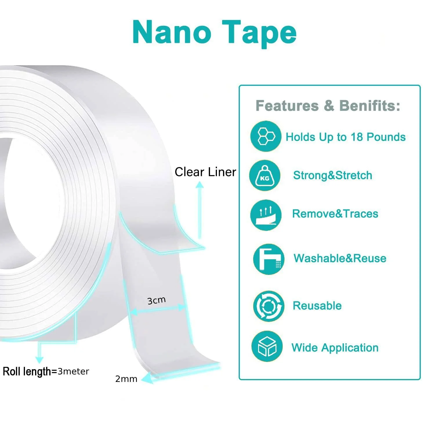 نوار چسب دو طرفه شفاف آکریلیک MOMENT Torix 3M با چسب جادویی، قابل شستشو و ضد آب نوار چسب دو طرفه شفاف آکریلیک MOMENT Torix 3M با چسب جادویی، قابل شستشو و ضد آب