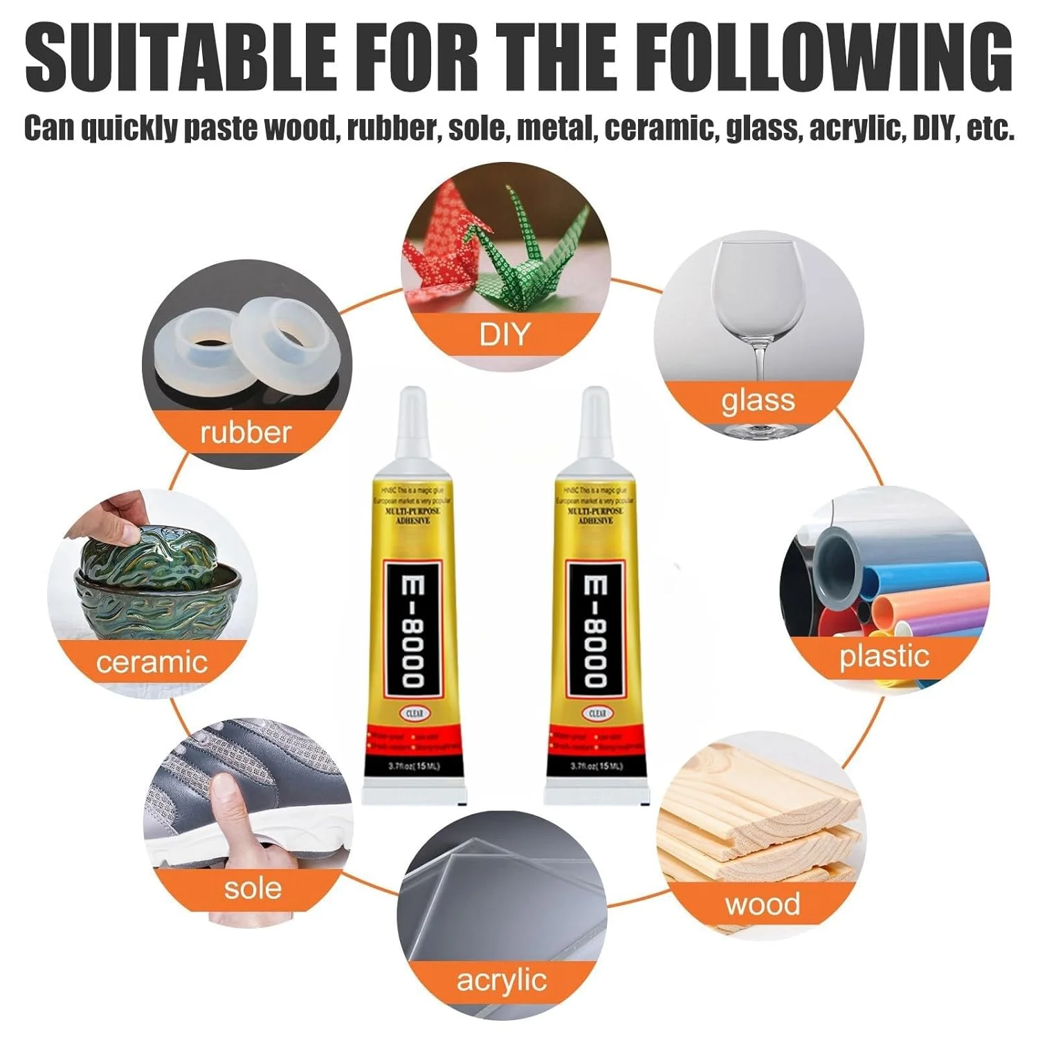 چسب فوق العاده E8000، 15 میلی لیتر، چسب ضد آب چند منظوره برای تعمیر تلفن، جواهرات، چرم، پلاستیک، سرامیک و پروژه های صنایع دستی DIY (2 عدد) چسب فوق العاده E8000، 15 میلی لیتر، چسب ضد آب چند منظوره برای تعمیر تلفن، جواهرات، چرم، پلاستیک، سرامیک و پروژه های صنایع دستی DIY (2 عدد)