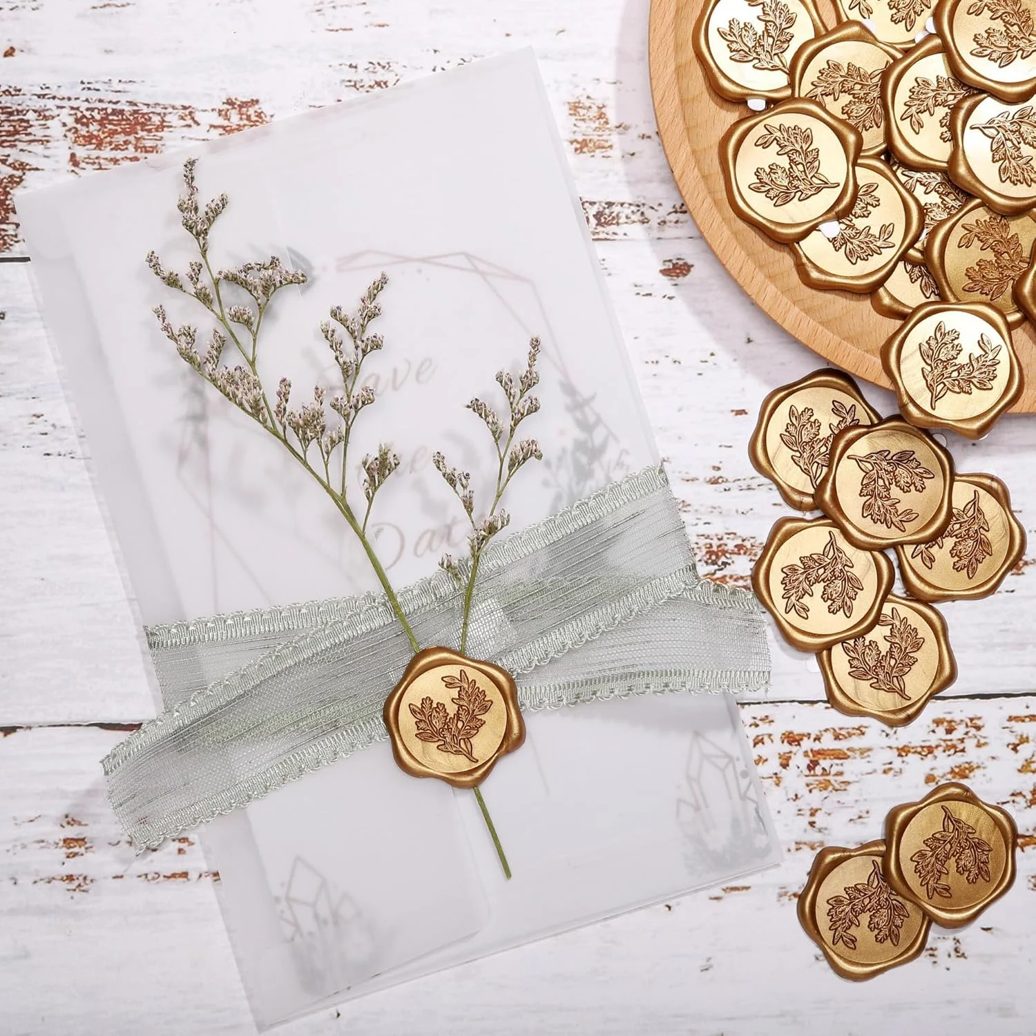 برچسب های موم مهر طلایی روشن NALACAL، 50 عدد، برچسب های مهر پاکت، فلزی خود چسب، شیک، ضد آب، ایده آل برای کارت عروسی، بسته بندی هدیه، دعوت نامه های مهمانی برچسب های موم مهر طلایی روشن NALACAL، 50 عدد، برچسب های مهر پاکت، فلزی خود چسب، شیک، ضد آب، ایده آل برای کارت عروسی، بسته بندی هدیه، دعوت نامه های مهمانی