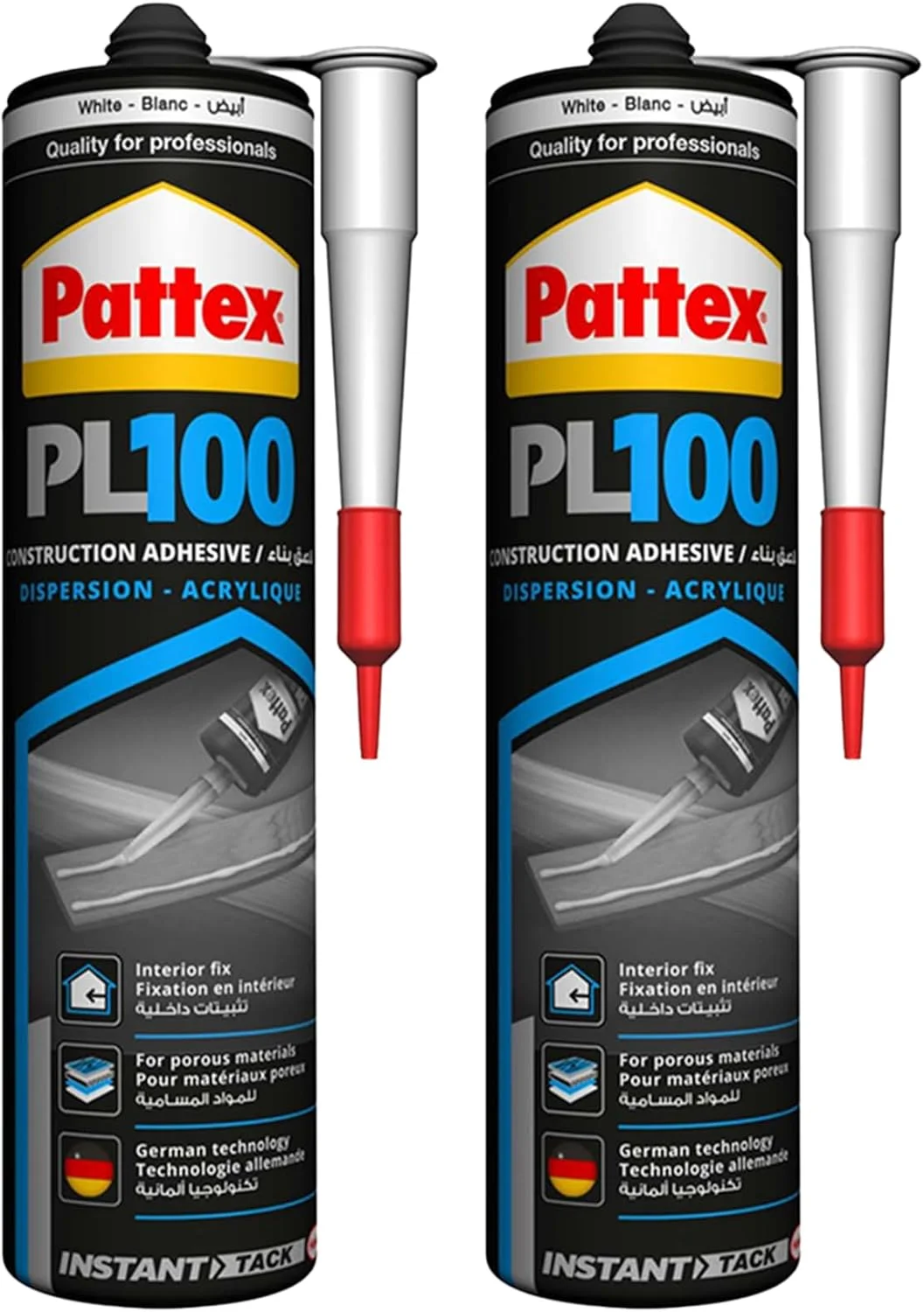 چسب ساختمانی Pattex PL100 (سفید) | چسب سیلیکونی پایه آب با چسبندگی اولیه بالا | بدون حلال و قابل رنگ آمیزی | ایده آل برای استفاده در محیط داخلی روی مواد متخلخل | 380 گرمی (بسته 2 عددی) چسب ساختمانی Pattex PL100 (سفید) | چسب سیلیکونی پایه آب با چسبندگی اولیه بالا | بدون حلال و قابل رنگ آمیزی | ایده آل برای استفاده در محیط داخلی روی مواد متخلخل | 380 گرمی (بسته 2 عددی)