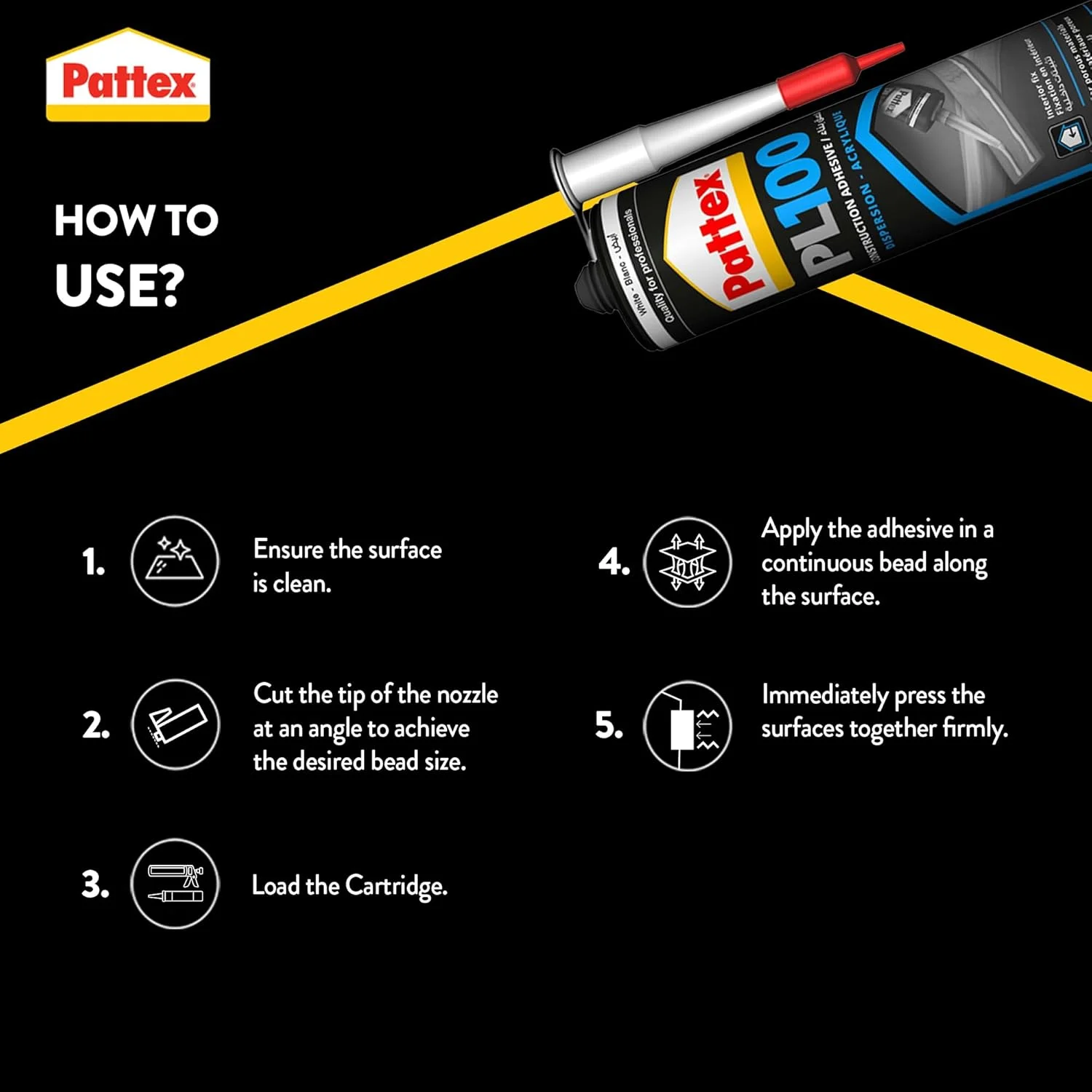 چسب ساختمانی Pattex PL100 (سفید) | چسب سیلیکونی پایه آب با چسبندگی اولیه بالا | بدون حلال و قابل رنگ آمیزی | ایده آل برای استفاده در محیط داخلی روی مواد متخلخل | 380 گرمی (بسته 2 عددی)