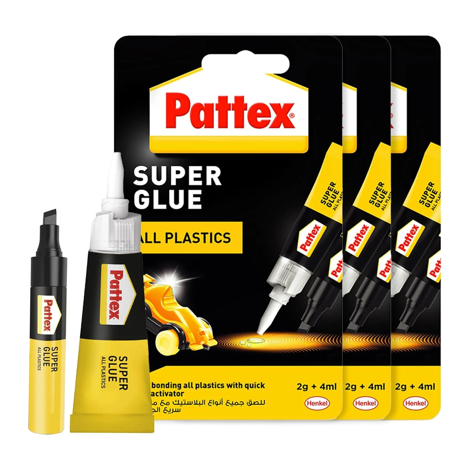 چسب قطره ای مخصوص پلاستیک پاتکس | اتصال انواع پلاستیک با فعال کننده خشک شدن سریع | تعمیر نامرئی با چسبندگی فوری و درب ضد گرفتگی | سازگار با انواع پلاستیک | 2 گرم + 4 میلی لیتر (بسته 3 عددی)