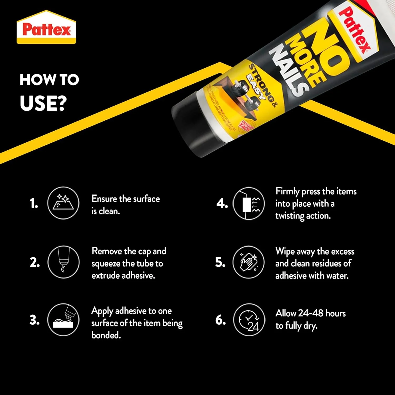 چسب نصب قوی و آسان Pattex No More Nails | چسب نصب سنگین چند منظوره | چسب نصب بدون حلال و کم بو | سازگار با چوب، سرامیک، آلومینیوم، بتن، آجر و موارد دیگر | 50 گرم (بسته 1 عددی) چسب نصب قوی و آسان Pattex No More Nails | چسب نصب سنگین چند منظوره | چسب نصب بدون حلال و کم بو | سازگار با چوب، سرامیک، آلومینیوم، بتن، آجر و موارد دیگر | 50 گرم (بسته 1 عددی)