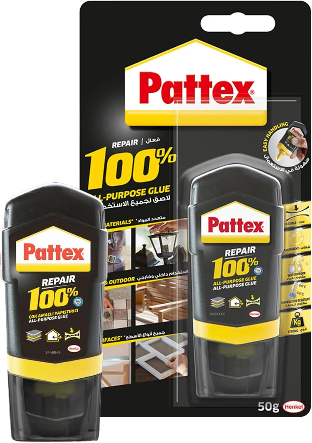 چسب همه کاره پاتکس 100% | چسب فوق العاده برای سطوح متوسط تا بزرگ | ترمیم فوری و نامرئی | سازگار با فلز، سرامیک، لاستیک، چرم، چوب و موارد دیگر | مناسب برای استفاده در داخل و خارج از خانه | 50 گرم (بسته 1 عددی)