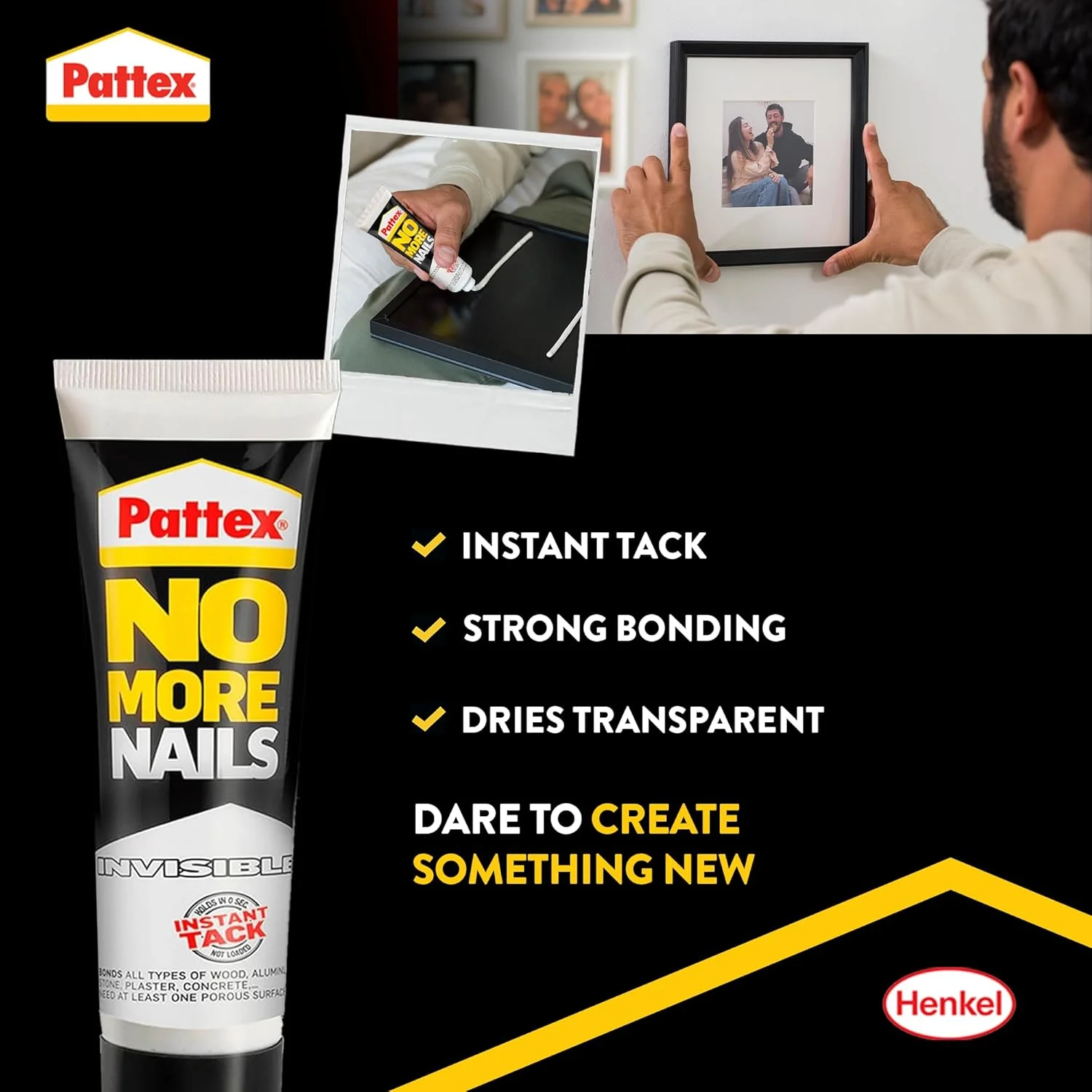 چسب بی رنگ و قوی Pattex No More Nails، چسب قوی برای چوب، سرامیک، فلز و غیره، چسب نصب فوری، بسته 2 عددی