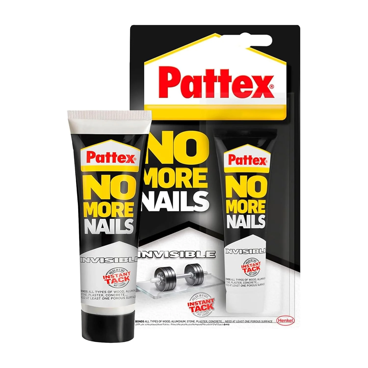 چسب نصب همه کاره قوی Pattex No More Nails Invisible | چسب نصب بدون حلال و کم بو | سازگار با چوب، سرامیک، آلومینیوم، بتن، آجر و موارد دیگر | 40 گرم (بسته 1 عددی)
