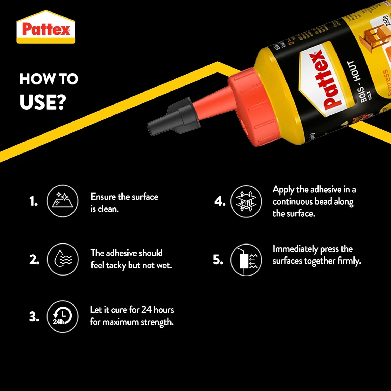 چسب چوب سریع خشک شونده Pattex Wood Express، چسب سفید، 1 عدد 250 گرمی، 2755965