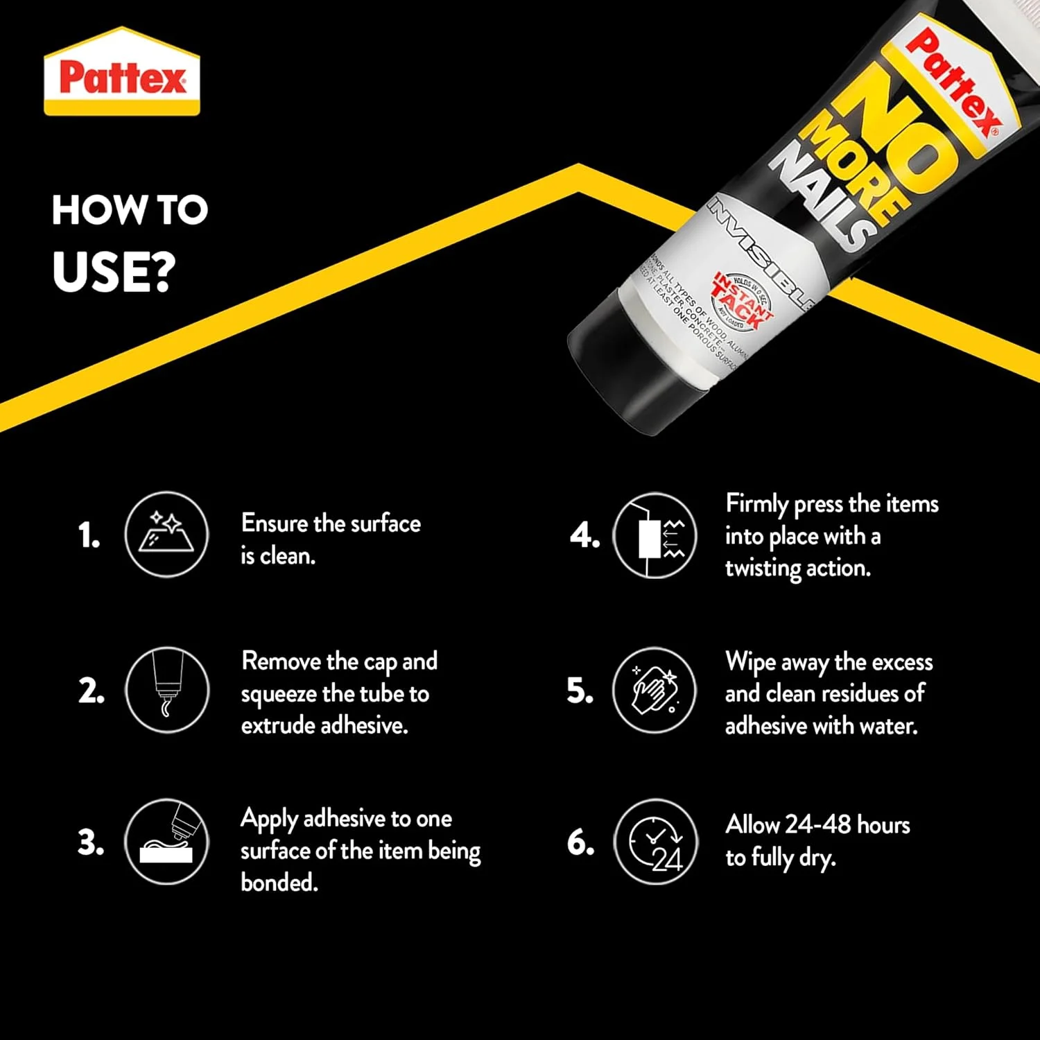 چسب بی رنگ و قوی Pattex No More Nails، چسب قوی برای چوب، سرامیک، فلز و غیره، چسب نصب فوری، بسته 2 عددی