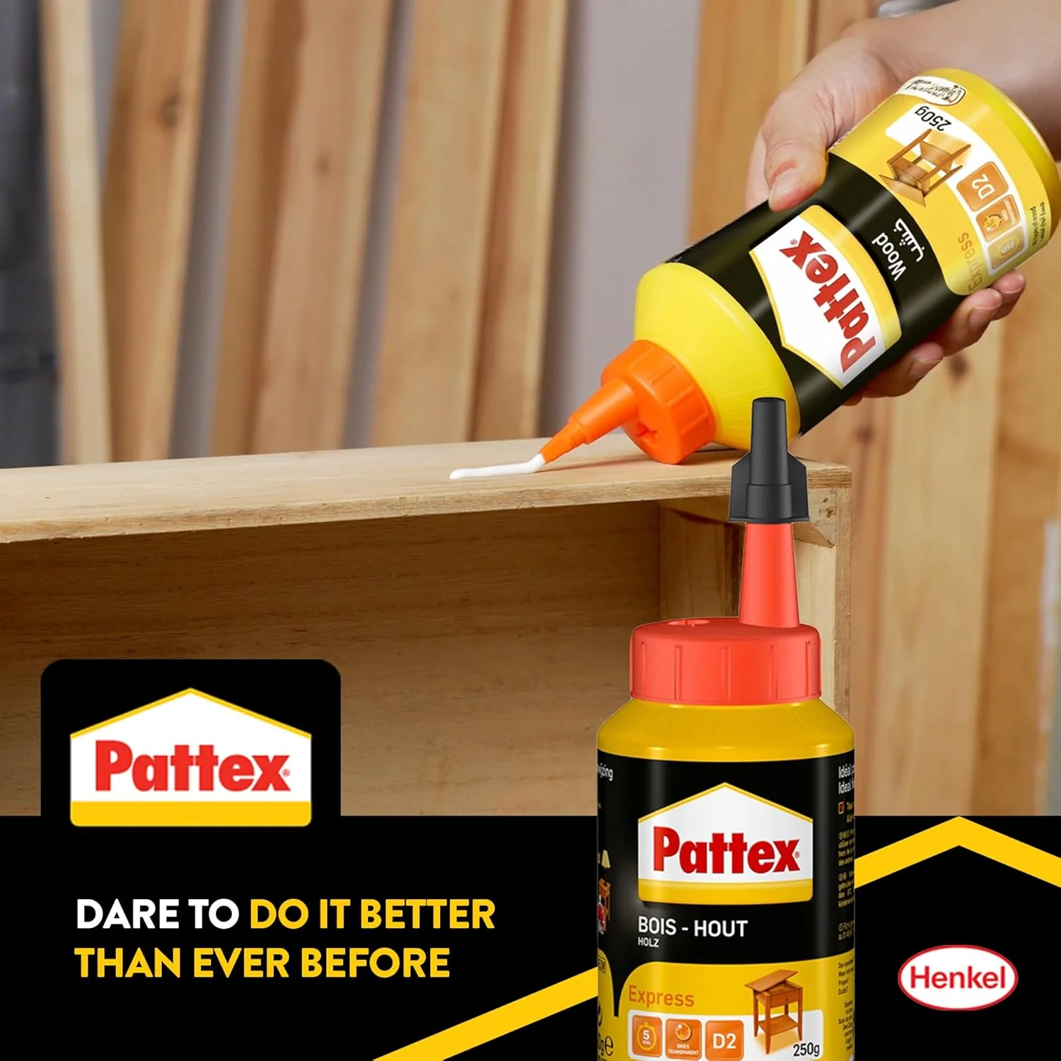 چسب چوب سریع خشک شونده Pattex Wood Express، چسب سفید، 1 عدد 250 گرمی، 2755965