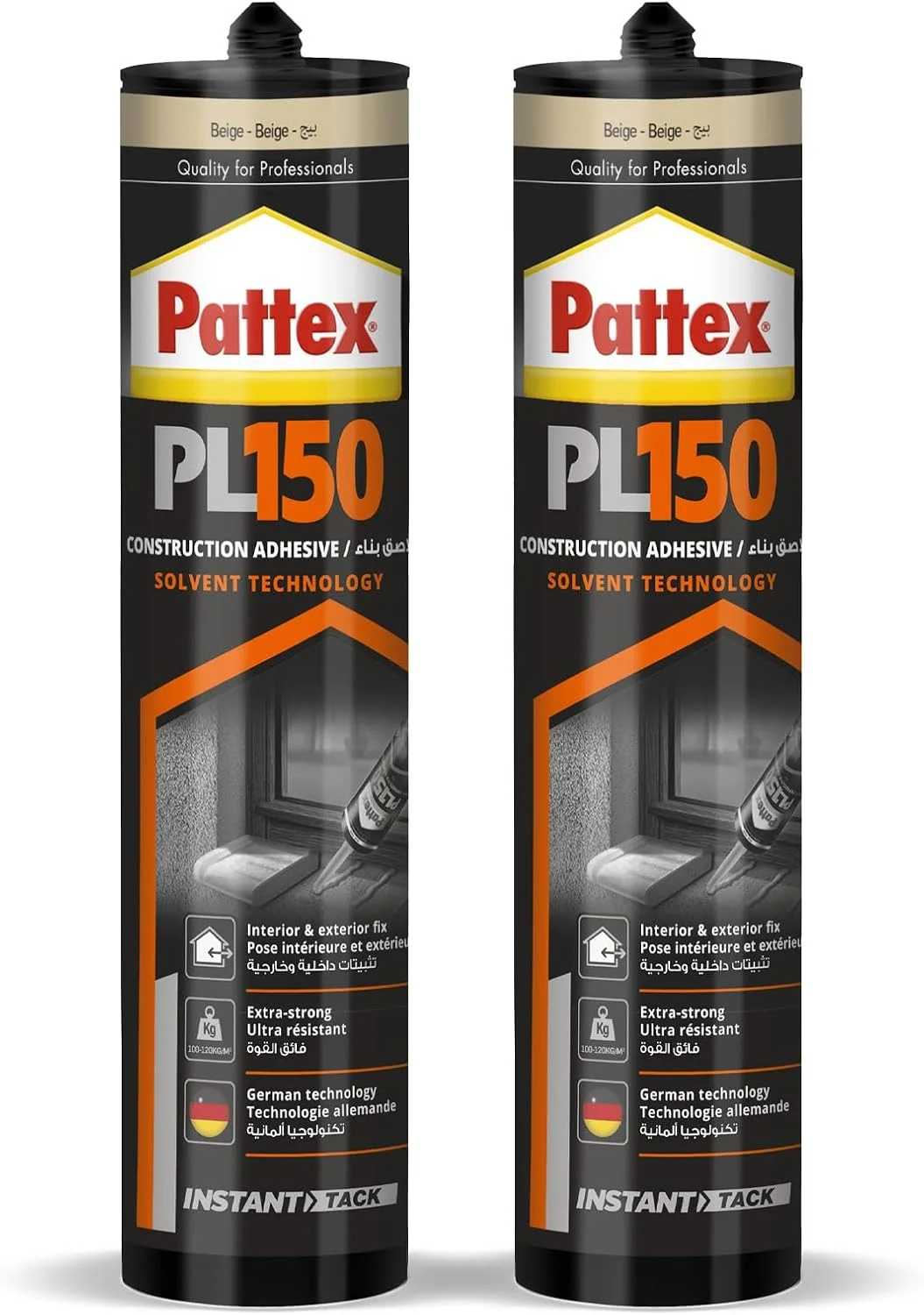 چسب ساختمانی Pattex PL150 (سفید) | چسبندگی اولیه قوی | مقاوم در برابر آب و دما | بر پایه حلال و قابل رنگ آمیزی | برای استفاده در داخل و خارج از منزل بر روی مواد غیر جاذب | 380 گرم (بسته 2 عددی) چسب ساختمانی Pattex PL150 (سفید) | چسبندگی اولیه قوی | مقاوم در برابر آب و دما | بر پایه حلال و قابل رنگ آمیزی | برای استفاده در داخل و خارج از منزل بر روی مواد غیر جاذب | 380 گرم (بسته 2 عددی)