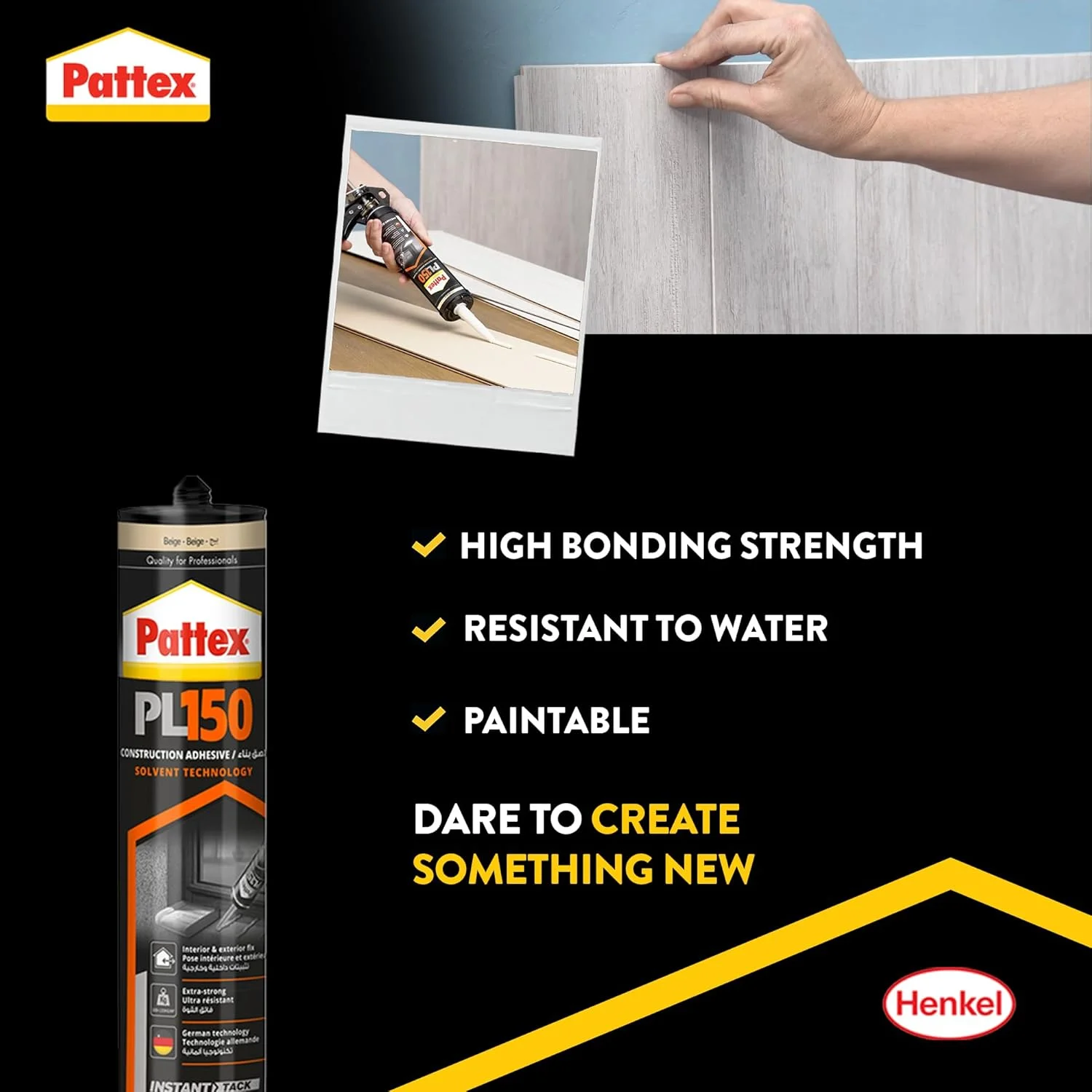 چسب ساختمانی Pattex PL150 (سفید) | چسبندگی اولیه قوی | مقاوم در برابر آب و دما | بر پایه حلال و قابل رنگ آمیزی | برای استفاده در داخل و خارج از منزل بر روی مواد غیر جاذب | 380 گرم (بسته 2 عددی) چسب ساختمانی Pattex PL150 (سفید) | چسبندگی اولیه قوی | مقاوم در برابر آب و دما | بر پایه حلال و قابل رنگ آمیزی | برای استفاده در داخل و خارج از منزل بر روی مواد غیر جاذب | 380 گرم (بسته 2 عددی)