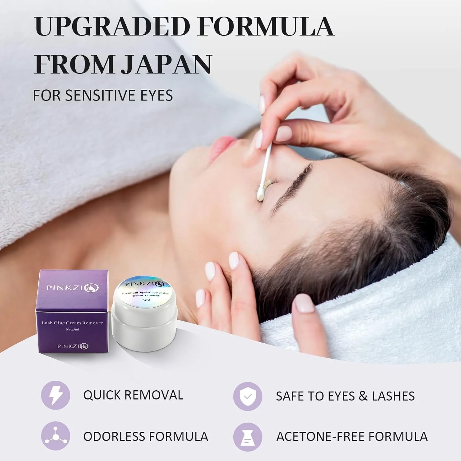 پاک کننده چسب اکستنشن مژه، پاک کننده کرمی اکستنشن مژه برای چسب اکستنشن مژه، حل کننده سریع چسب مژه، کنترل آسان، بدون آسیب به مژه های طبیعی - 5 میلی لیتر، سفید