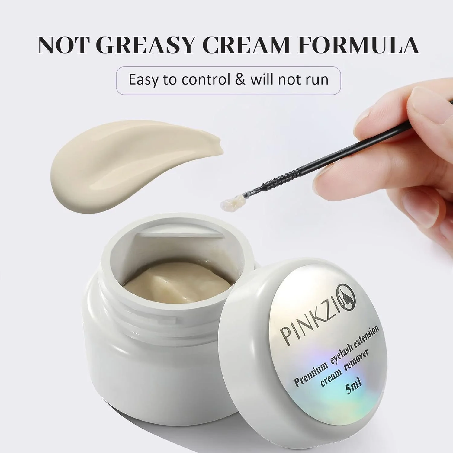 پاک کننده چسب اکستنشن مژه، پاک کننده کرمی اکستنشن مژه برای چسب اکستنشن مژه، حل کننده سریع چسب مژه، کنترل آسان، بدون آسیب به مژه های طبیعی - 5 میلی لیتر، سفید