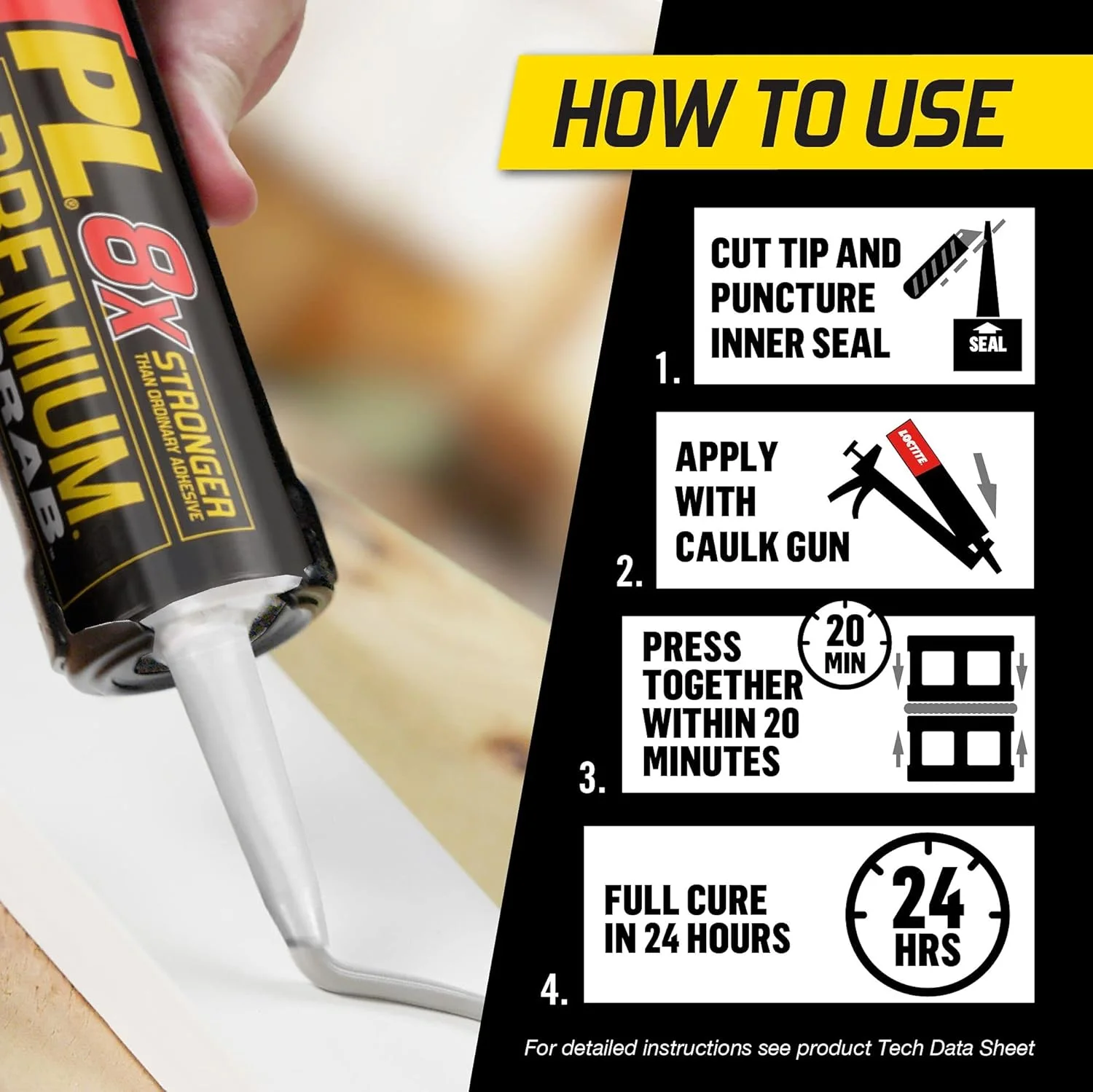 چسب ساختمانی پلی یورتان Loctite PL Premium با گیرایی سریع، کارتریج 10 اونسی (1417170)