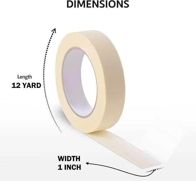 نوار چسب کاغذی 11 متری با چسبندگی قوی - نوار نقاشی چند منظوره برای رنگ آمیزی، برچسب زدن، بسته بندی، کاردستی و موارد دیگر | ایده آل برای استفاده در خانه، دفتر و مدرسه (2.5 سانتی متر، 1 عدد)