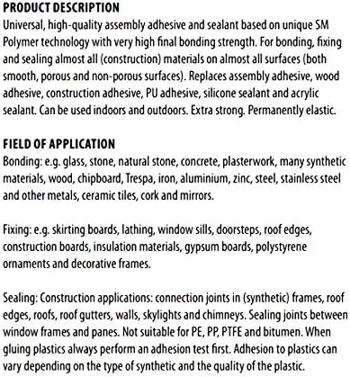 چسب و درزگیر مونتاژ یونیورسال بیسون پلیمکس، با قدرت چسبندگی نهایی بسیار بالا. چسب و درزگیر مونتاژ یونیورسال بیسون پلیمکس، با قدرت چسبندگی نهایی بسیار بالا.