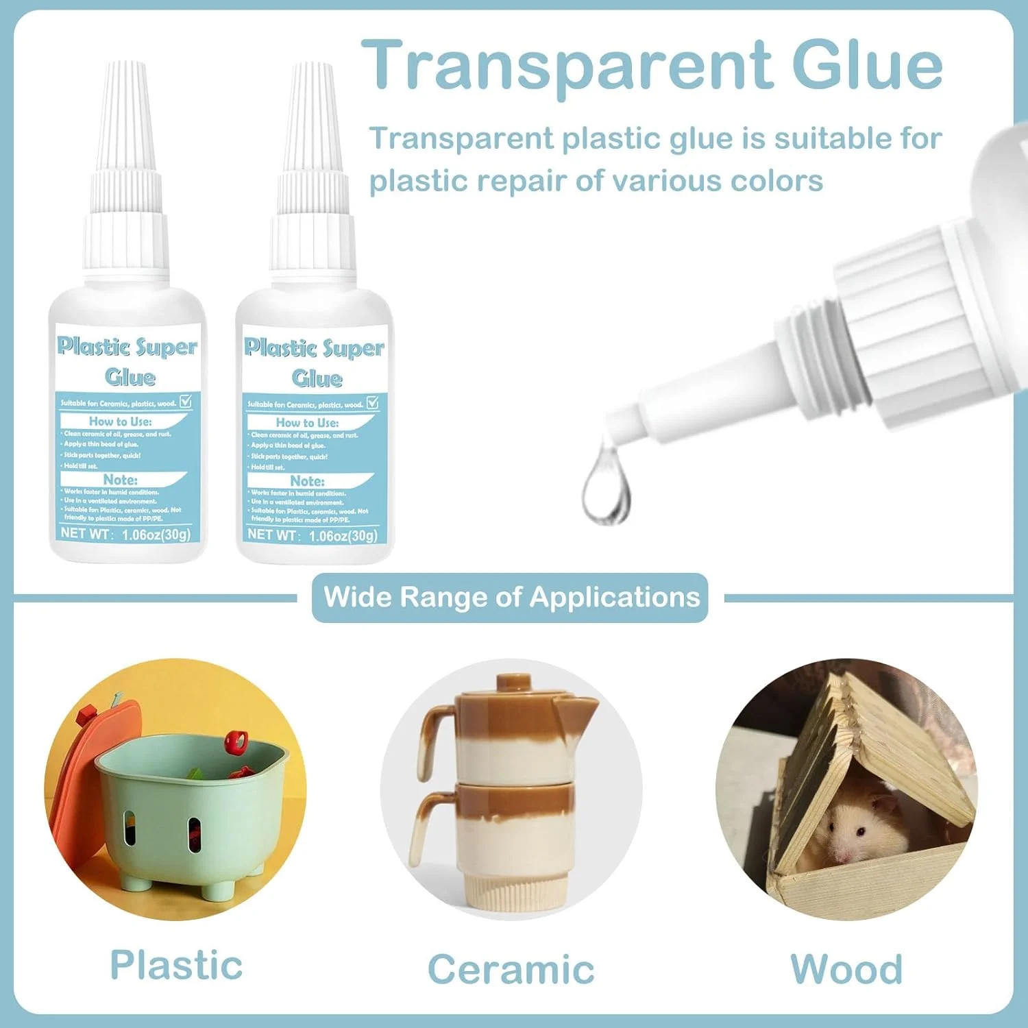 چسب پلاستیک 60 گرمی، چسب فوق العاده فوری برای پلاستیک، چسبندگی عالی، ضد آب، خشک شدن سریع در 10 ثانیه چسب پلاستیک 60 گرمی، چسب فوق العاده فوری برای پلاستیک، چسبندگی عالی، ضد آب، خشک شدن سریع در 10 ثانیه