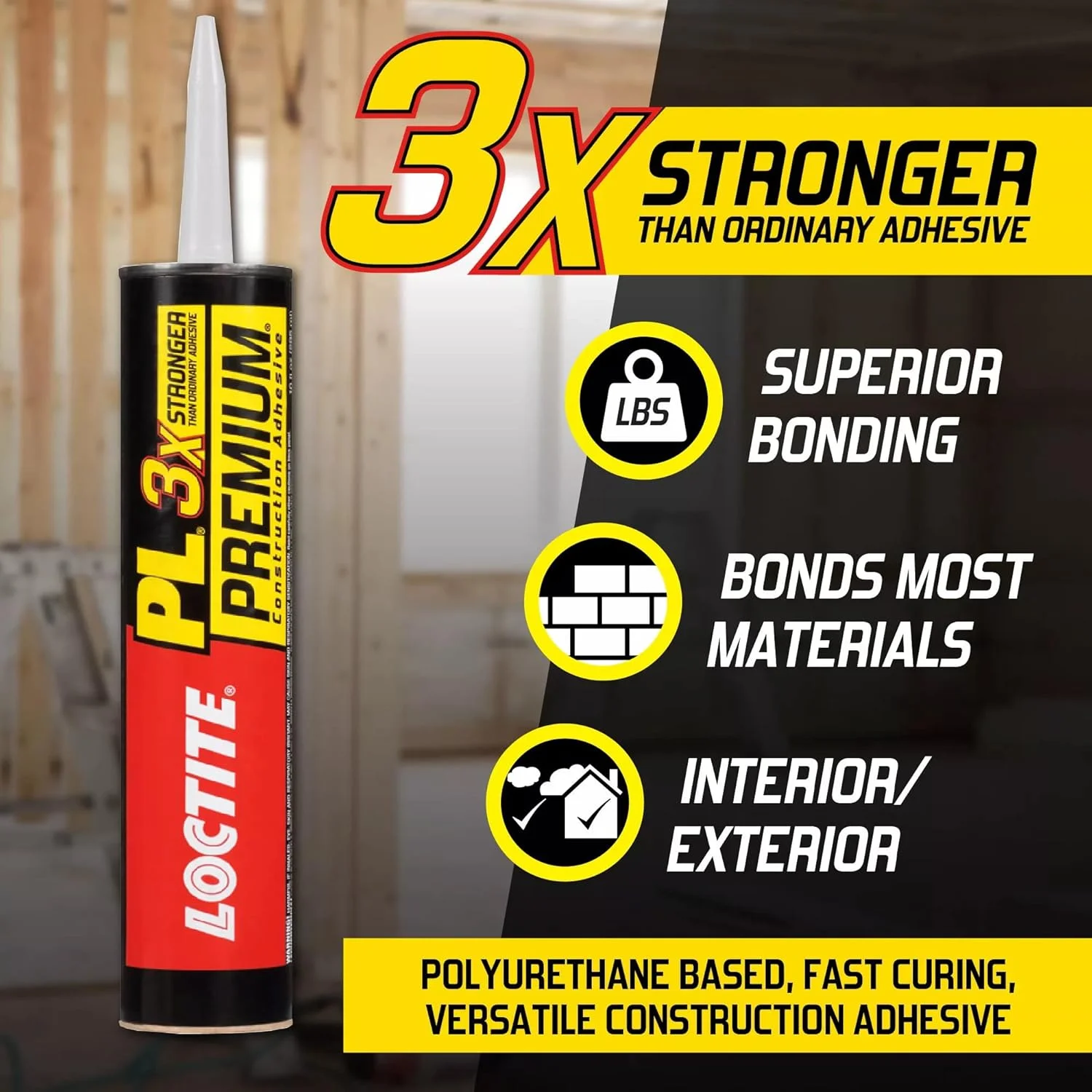 چسب ساختمانی پلی یورتان Loctite PL Premium، چسب ساختمانی چند منظوره برای چوب، بتن، سنگ، فلز و موارد دیگر - 295 میلی لیتر، کارتریج، 1 عدد چسب ساختمانی پلی یورتان Loctite PL Premium، چسب ساختمانی چند منظوره برای چوب، بتن، سنگ، فلز و موارد دیگر - 295 میلی لیتر، کارتریج، 1 عدد