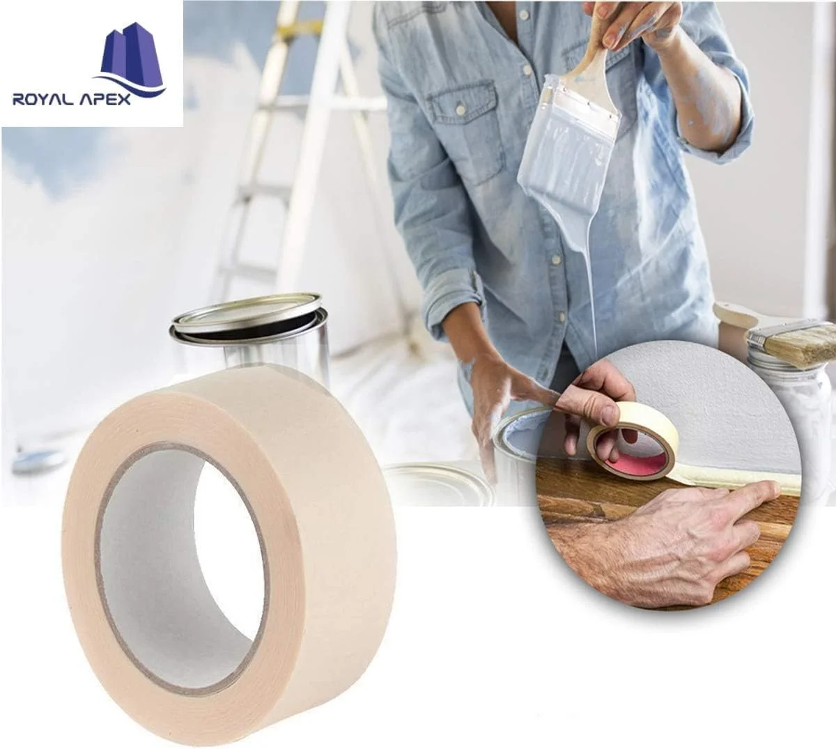 نوار چسب کاغذی 11 متری با چسبندگی قوی - نوار نقاشی چند منظوره برای رنگ آمیزی، برچسب زدن، بسته بندی، کاردستی و موارد دیگر | ایده آل برای استفاده در خانه، دفتر و مدرسه (2.5 سانتی متر، 1 عدد)