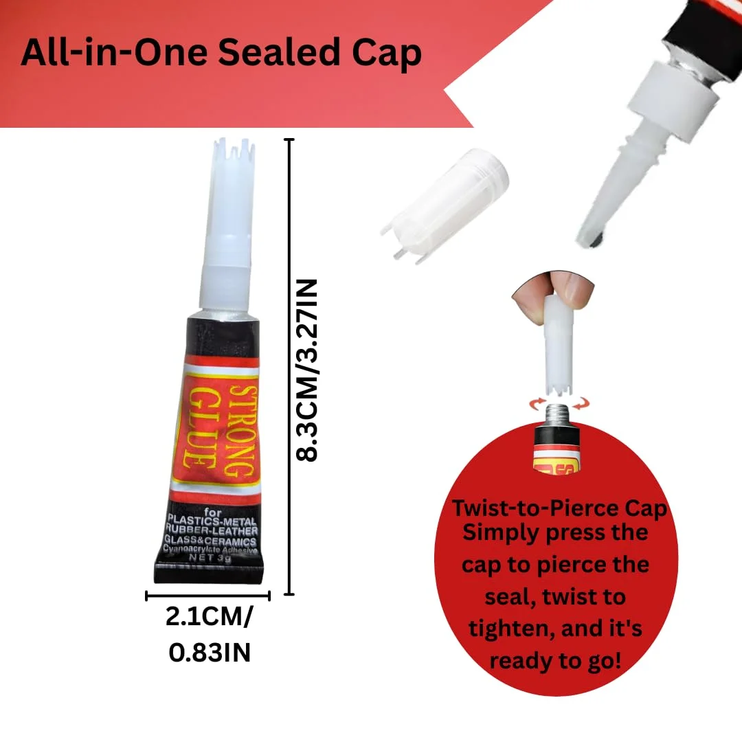 چسب قطره ای فوری و قوی - (بسته 4 عددی لوله ای x 3 گرم) | چسب قوی فوری برای فلز، چوب، پلاستیک، شیشه و چرم | نوک دقیق | چسب چند منظوره